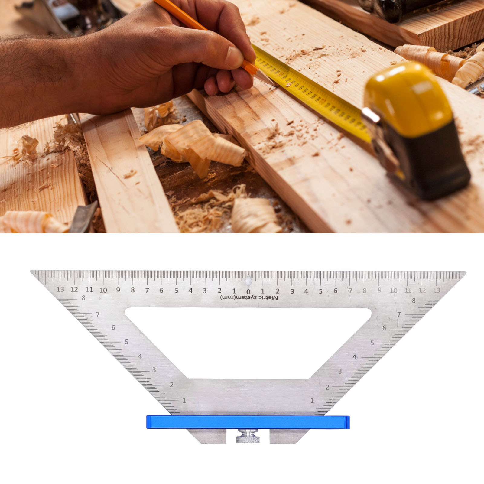 140 Mm Dreieckiger Markierungslineal Aus Edelstahl Für Die Holzbearbeitung (blau)