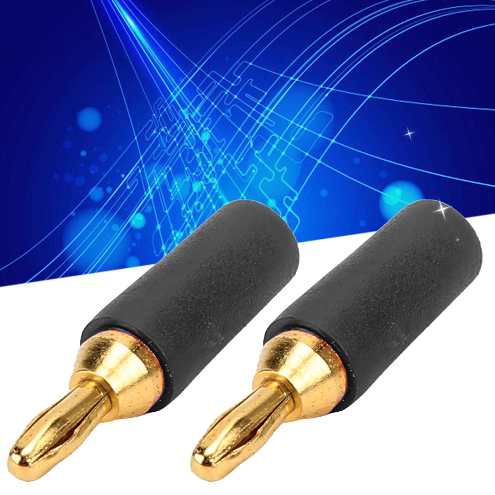 J.10007 Bananenstecker Aus Reinem Kupfer, 2,5 Mm, Vergoldet, Vierblättrig, 25 Mm Gesamtlänge, 3,5 Mm Anschlussloch, Lötbare Steckerbefestigung, Verkauft In 10er-packungen, Schwarz.