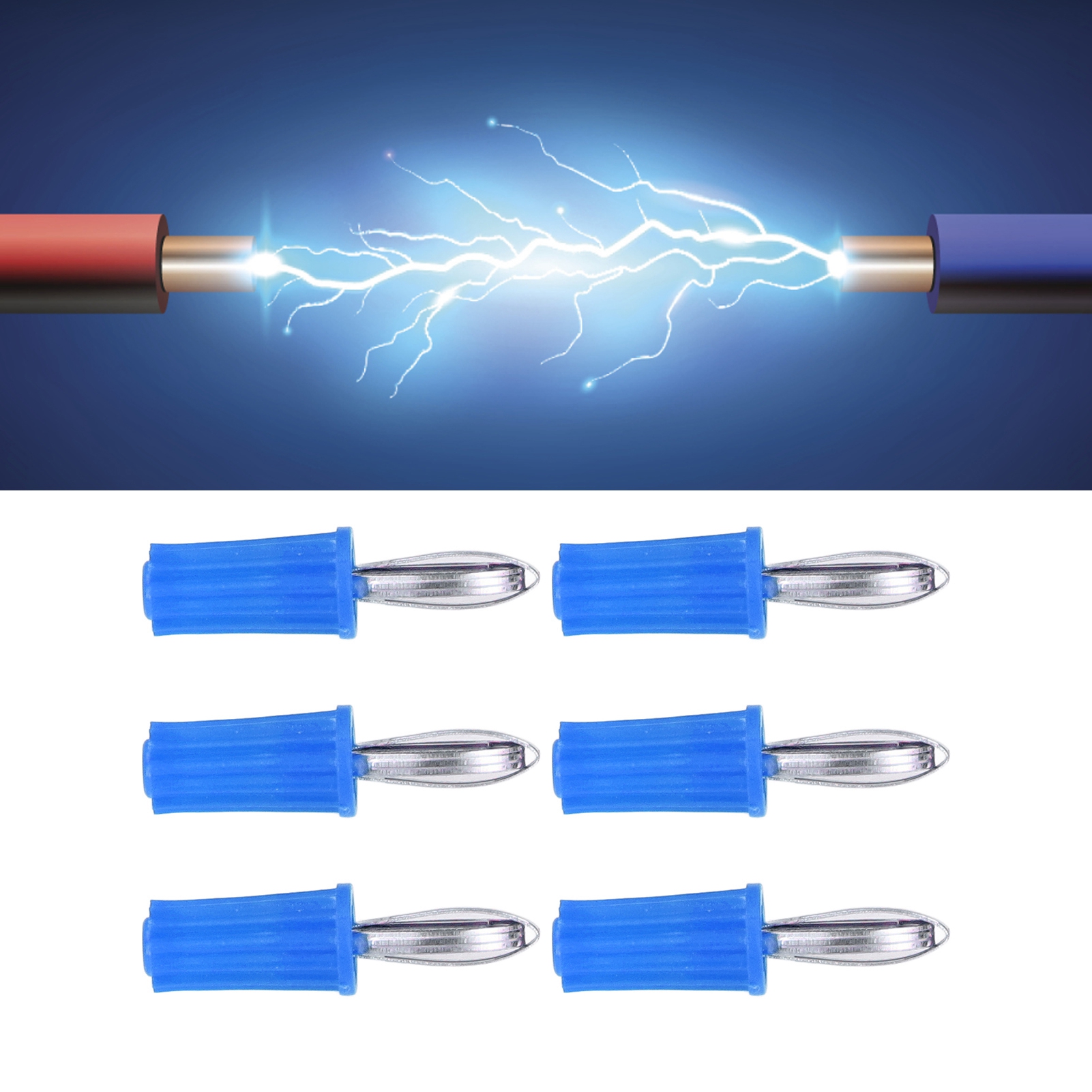 4-mm-bananenstecker Im Alten Stil, Vernickeltes Messingende In Form Eines Geschweißten Kreuzes, Blaues Zubehör Für Lehrinstrumente.