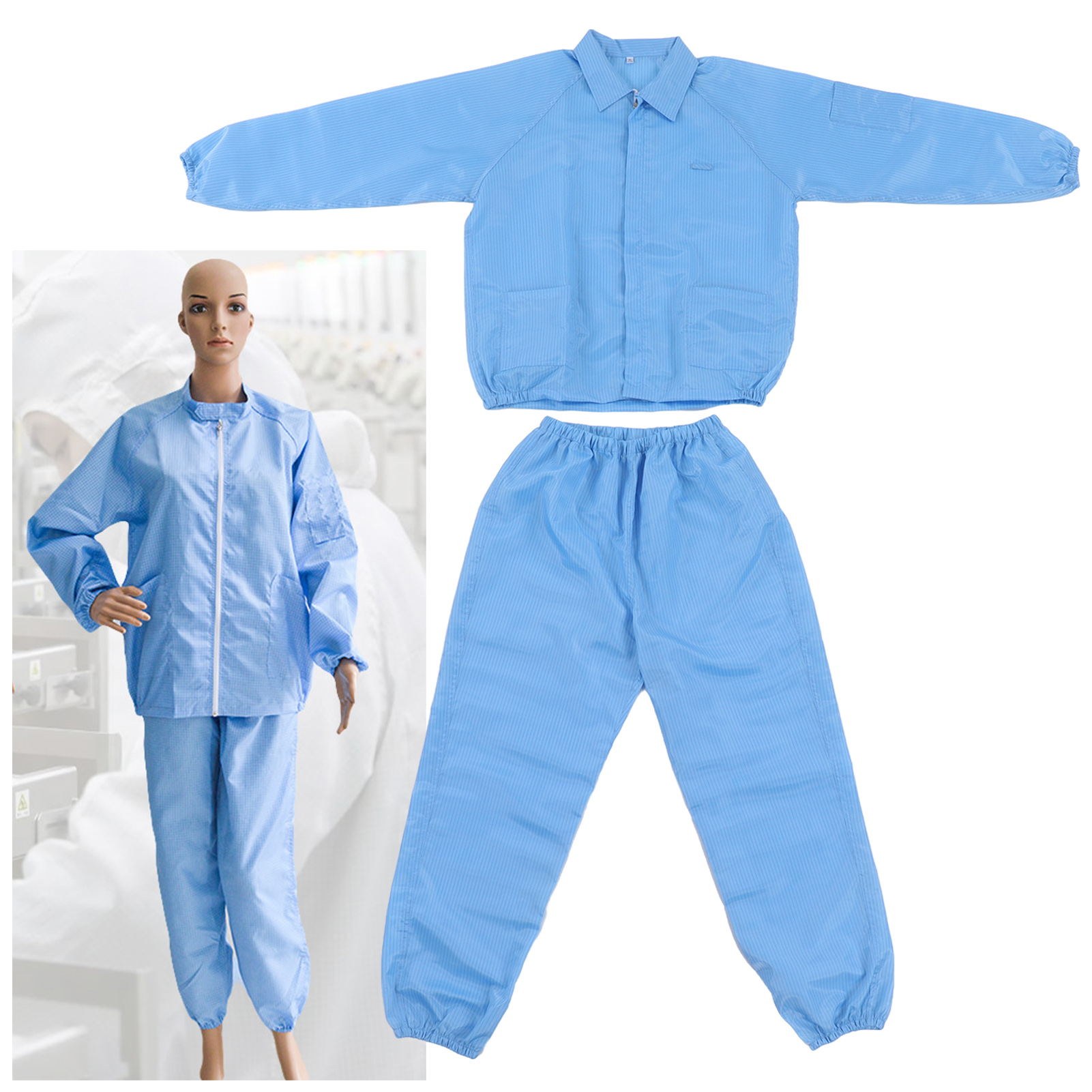 Unisex-arbeitsjacke Mit Abnehmbarem, Antistatischem Kragen, Staubdicht, Ideal Für Reinigungsarbeiten Und Staubschutz In Der Werkstatt. Größe M.