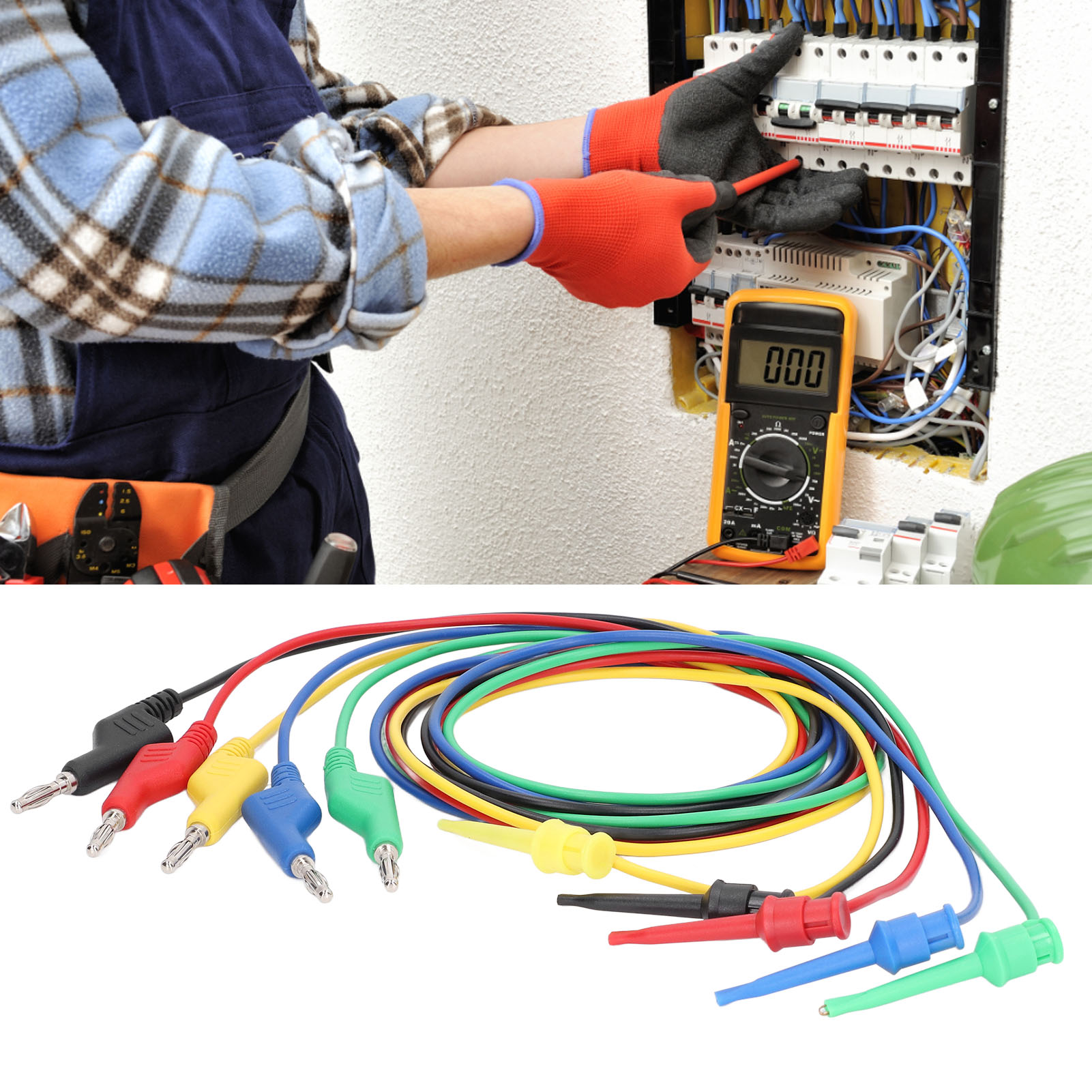 Jt70054-2 Prüfkabel – Prüfkabel Mit Bananensteckern, Verlängerbarem Stecker, Multimeter-prüfleitungen (rot, Schwarz, Gelb, Blau, Grün) – Als Set Erhältlich