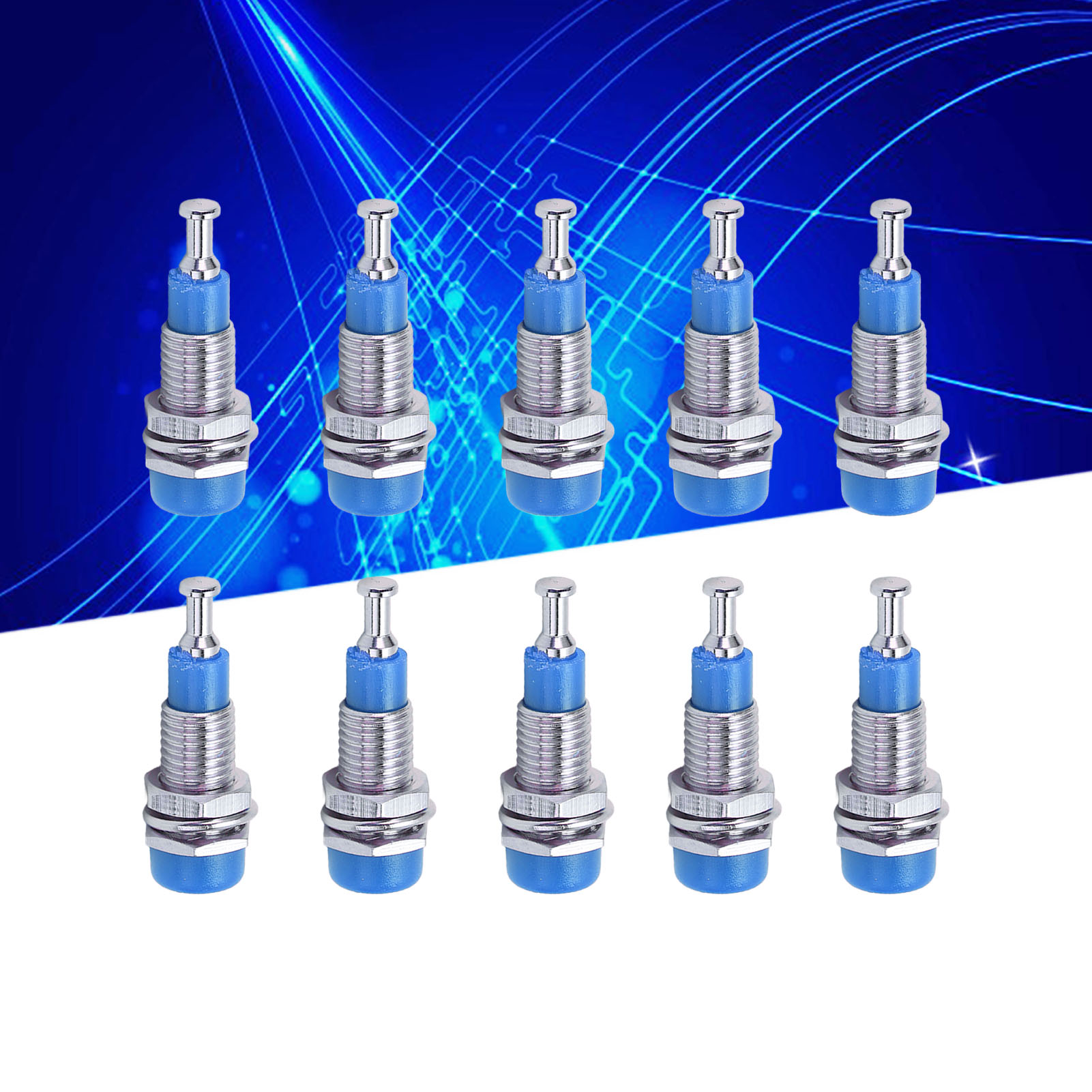 J.40006 Vernickelter Bananenstecker Aus Reinem Kupfer, 2 Mm, 10er-packung, Blau