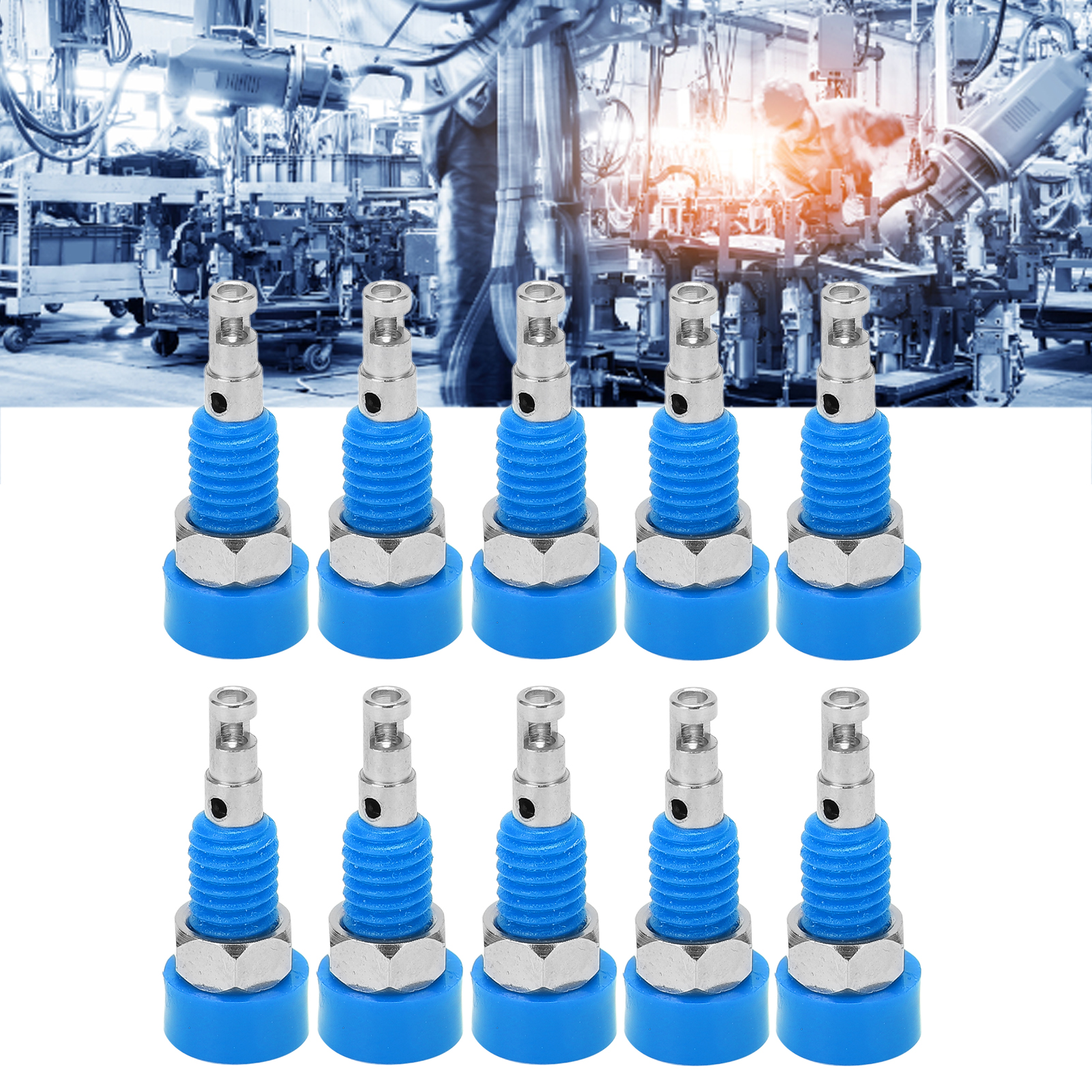 J.40002 Vergoldeter 2-mm-bananenstecker Aus Reinem Kupfer, Pfeifklemmenblock, Kleine Baugröße, 10er-packung, Blau