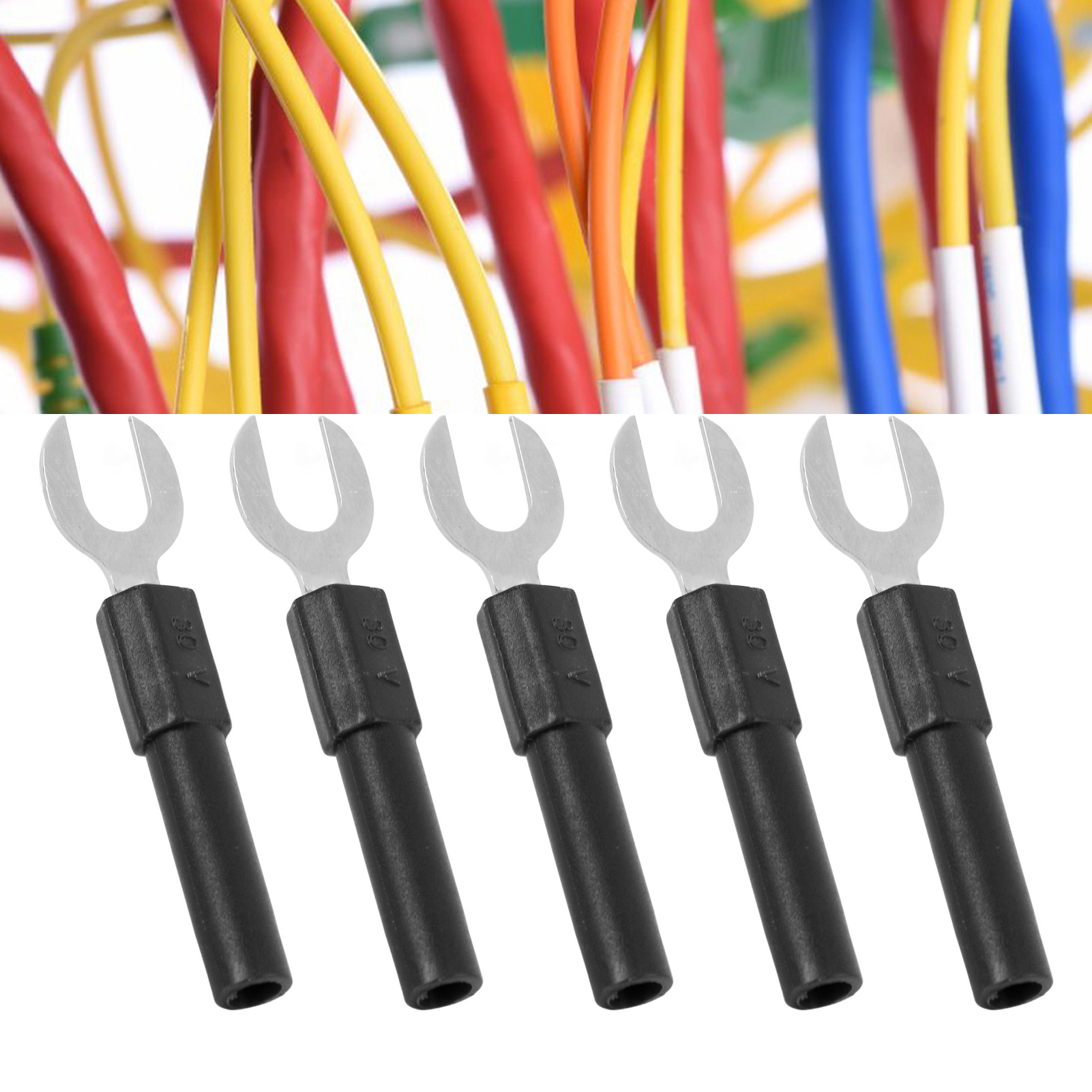 U-förmiger Bananenstecker J.20016, 6 Mm U-förmige Stifte, 6 Mm Y-förmige Stifte, Mit 4 Mm Sicherheitsbananenstecker Am Ende, Verkauft In 10er-packungen, Schwarz.