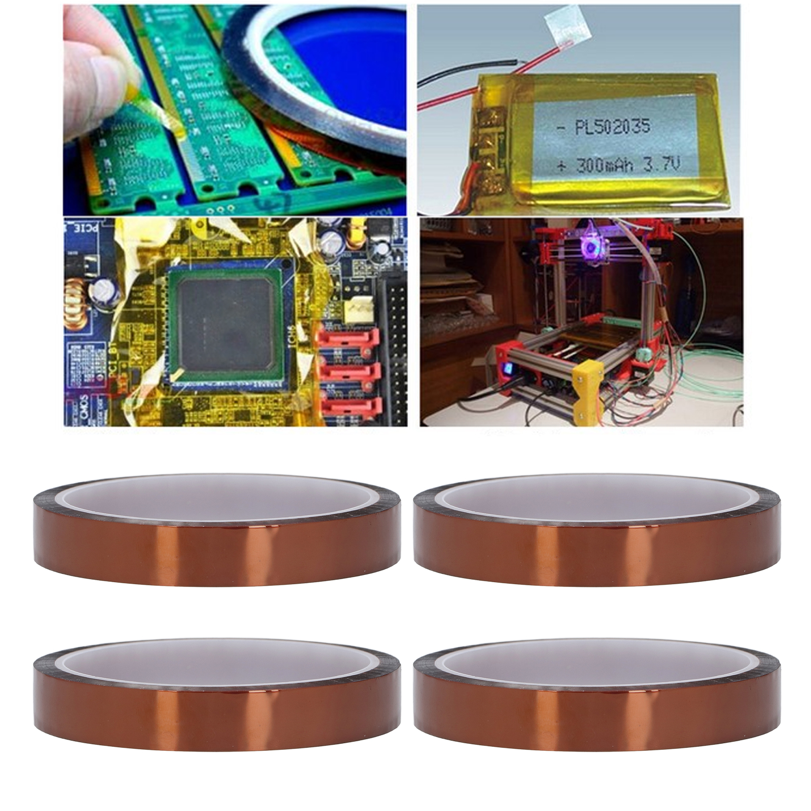 Pi Antistatisches Und Hochtemperaturbeständiges Klebeband, 15 Mm Breit, Wird In 4er-packungen Verkauft.