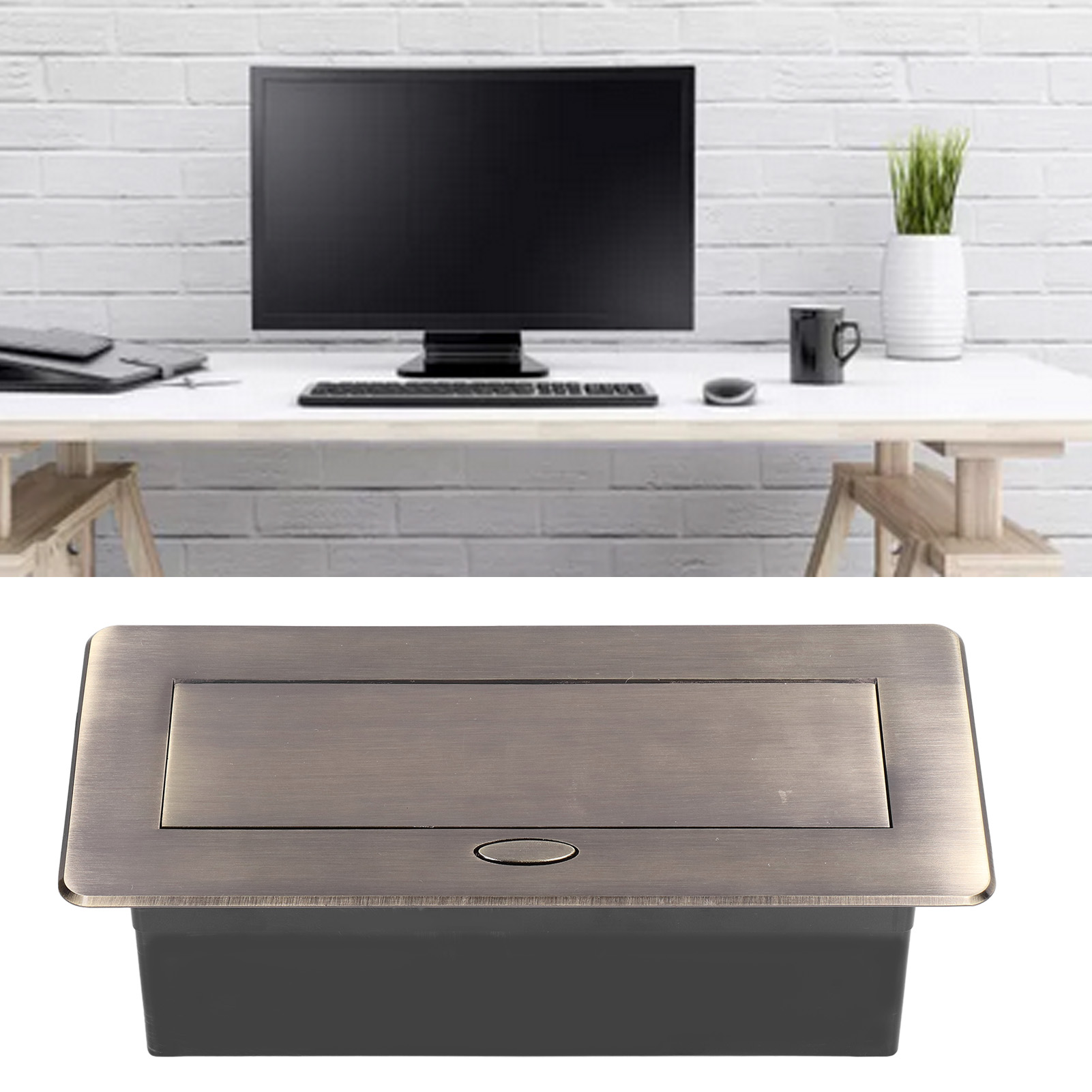 Versenkte Multimedia-tischsteckdose Aus Bronze, 250 V, Mit Zwei Usb-anschlüssen Nach Europäischem Standard Und Zwei Usb-anschlüssen Mit Langsamer Einsteckfunktion