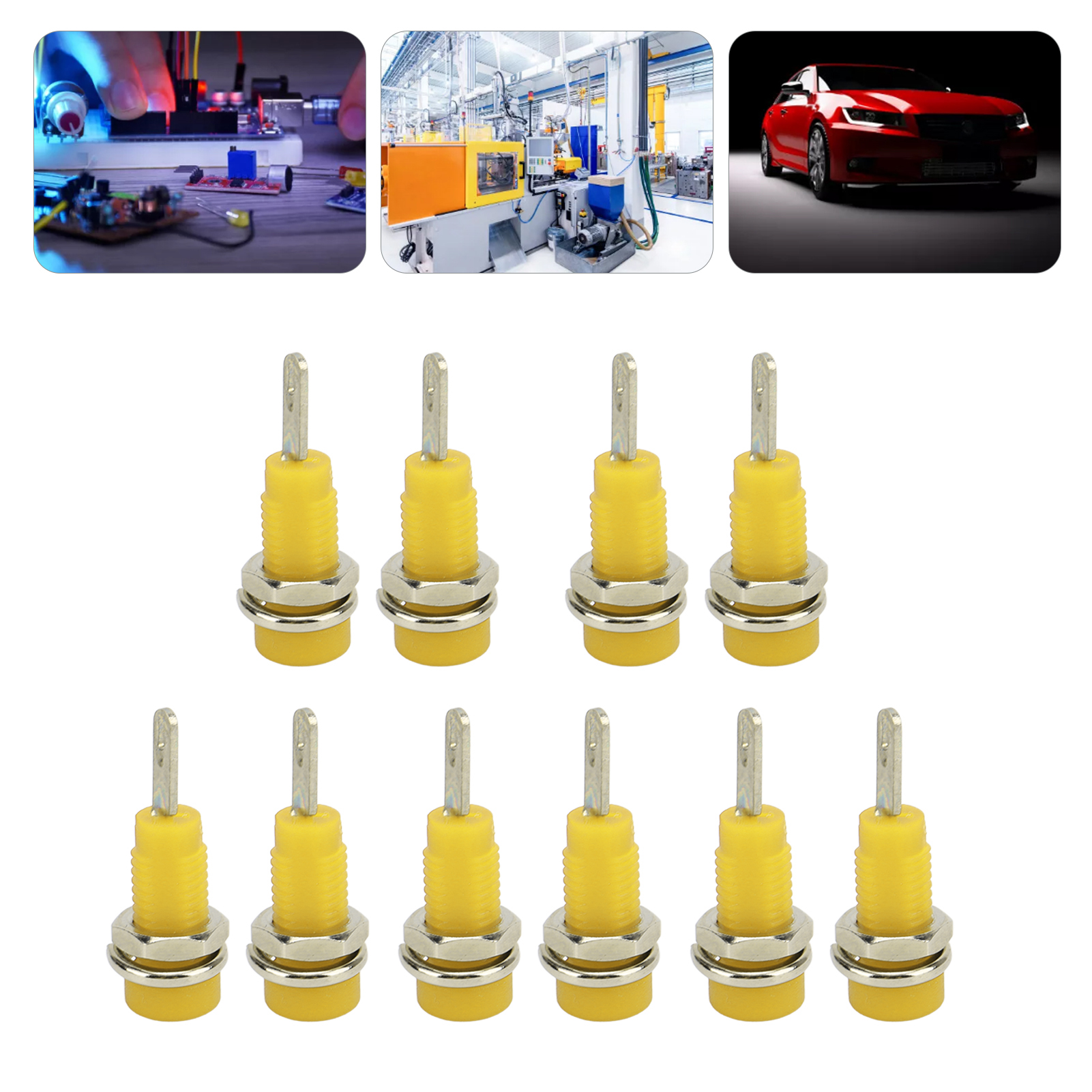 J.40003 2 Mm Bananenstecker Mit Innenliegender Federklemme, 2 Mm Einbaustecker, Verkauft In 10er-packungen (gelb).