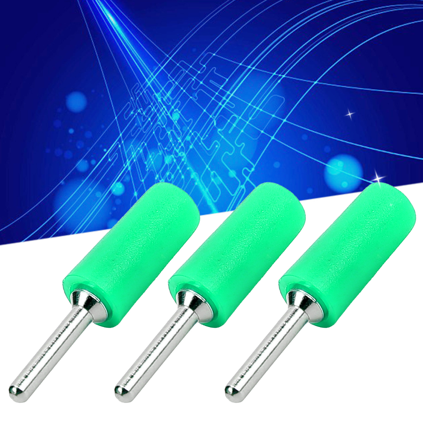 J.10001 2mm Bananenstecker Aus Reinem Kupfer, Vernickelt, 2mm Bananenstecker Mit Geradem Stift, Kompatibel Mit Internen Federplattenbuchsen, 100 Stück Pro Packung, Grün.