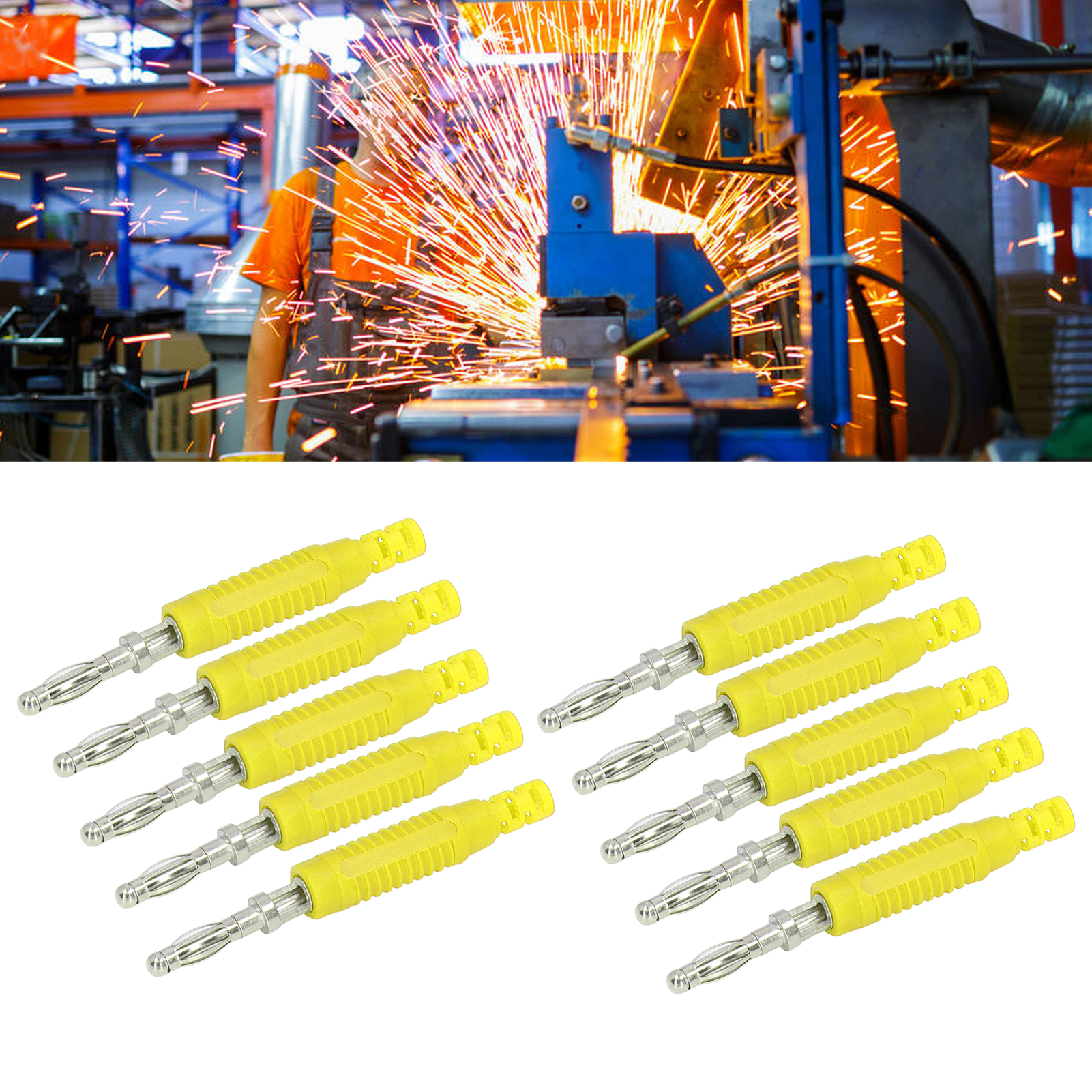 J.10031 Hochwertiger Pa-bananenstecker Aus Kupfer In Laternenform Mit Isolierrohr, Steckstecker-außenkopf, 10 Stück Pro Packung, Gelb.