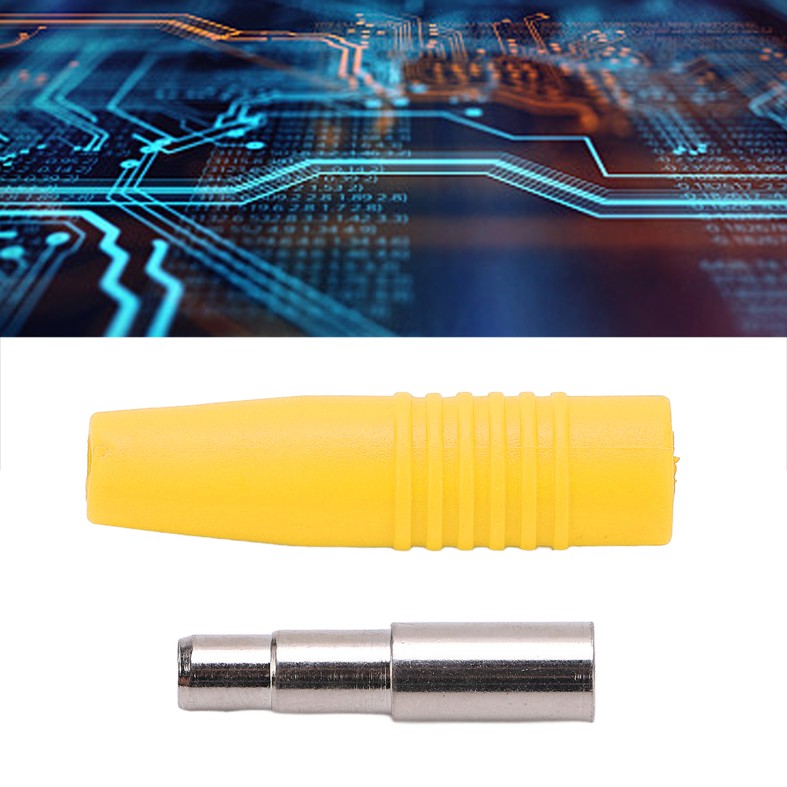 22.041 4 Mm Bananenstecker (weiblich), Reines Vernickeltes Kupfer, Metall Mit Ummantelung, Stecker, Runder Stecker, Gelbes Zubehör.