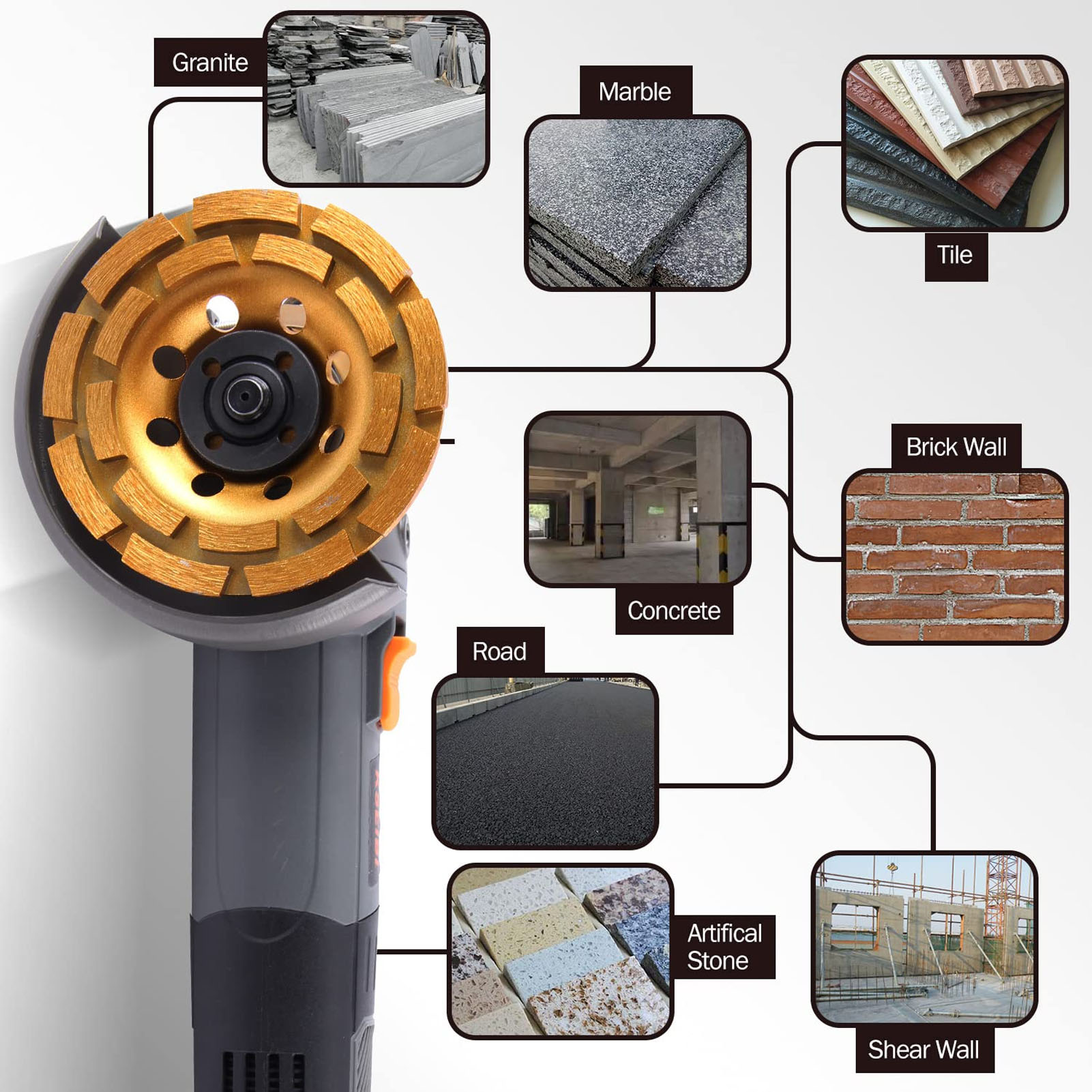 230 Mm Spiralförmige Diamantschleifscheibe Für Stein Und Beton.
