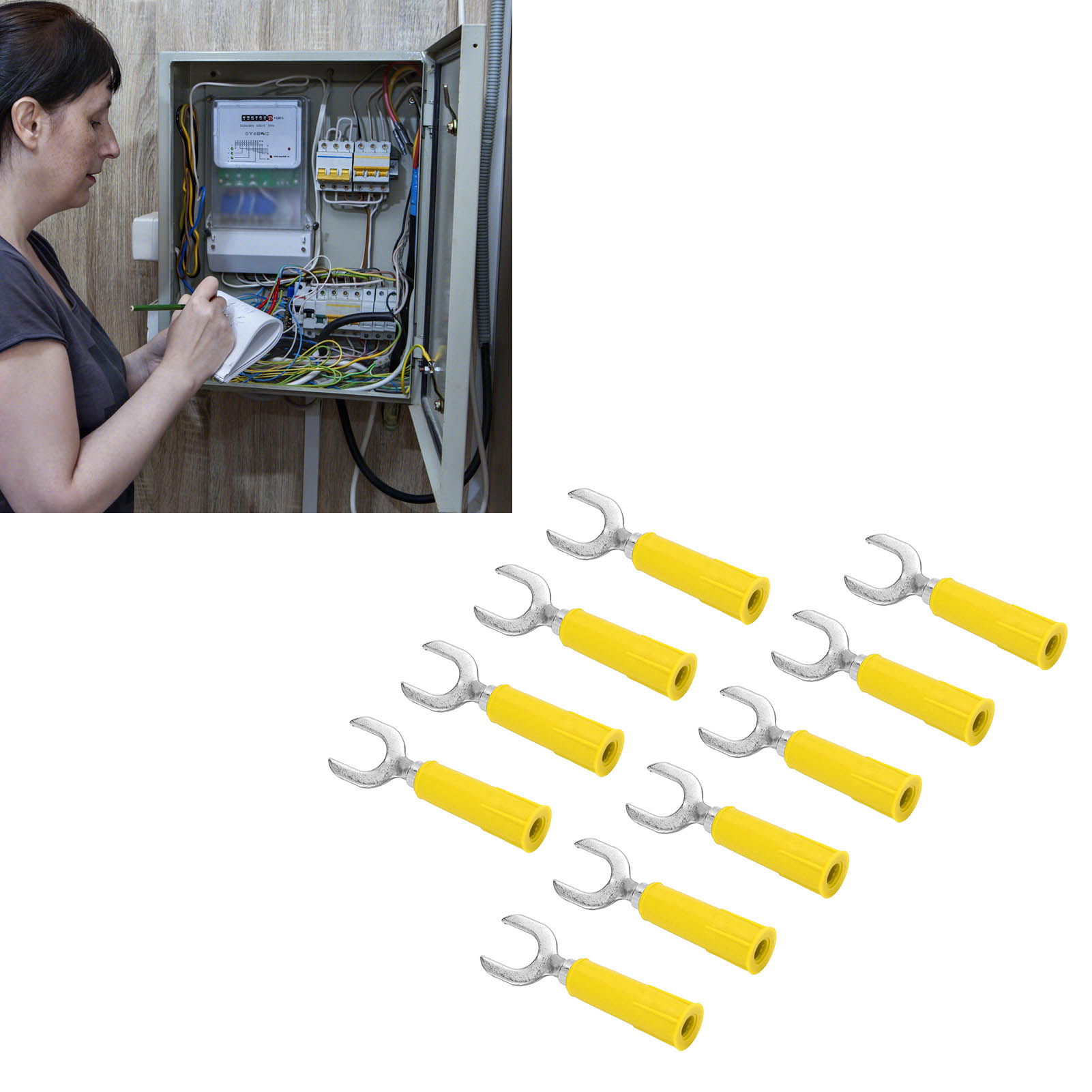 Mm Y-stecker J.20020, 8 Mm U-stecker Mit 4 Mm Buchse Am Ende, Pvc-ummantelung, Bananenstecker Aus Kupfer-nickel, 10 Stecker Pro Packung, Gelb.