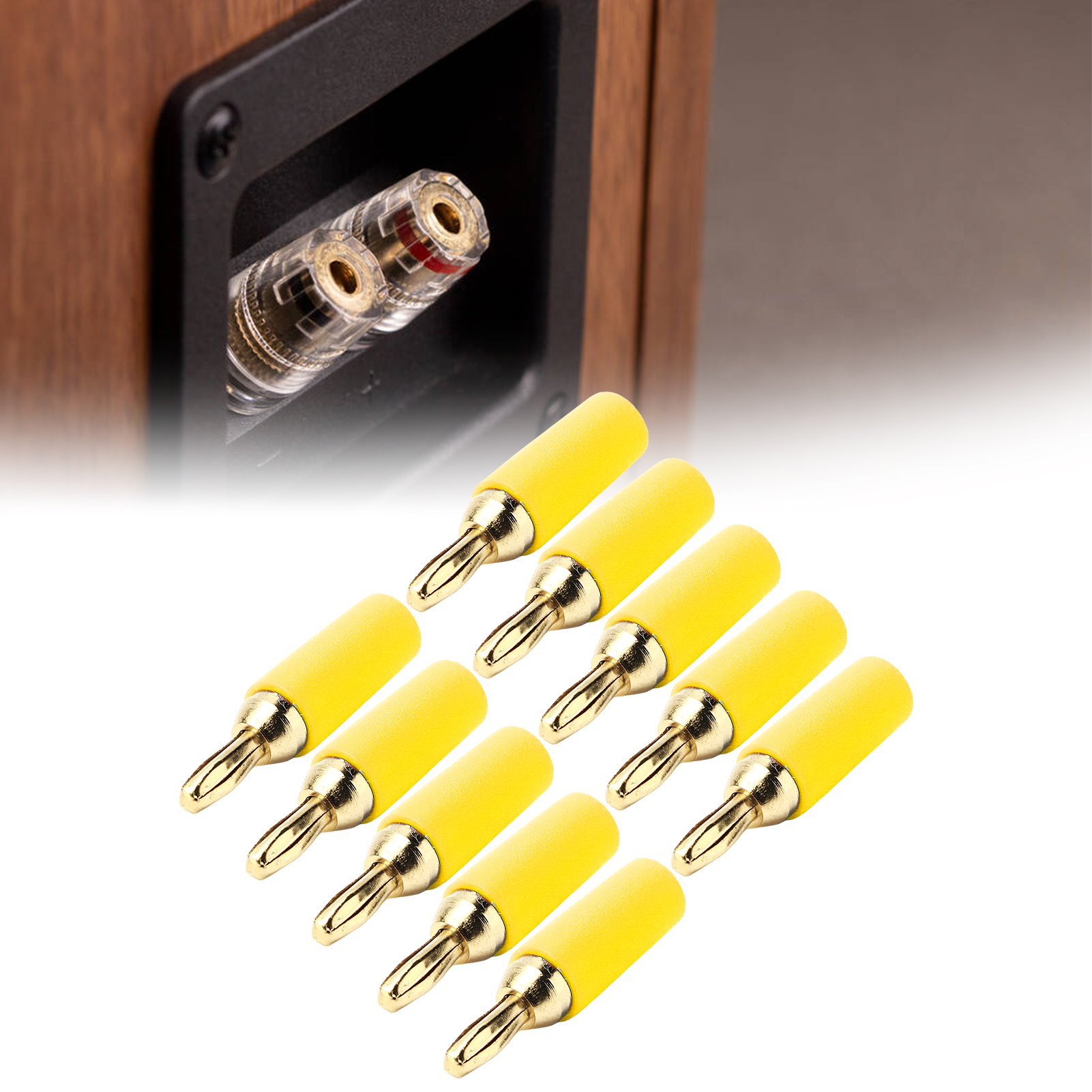 2,5 Mm Vergoldeter Bananenstecker Aus Messing, Vierblättriger Ausführung, 25 Mm Gesamtlänge, 3,5 Mm Schaftloch, Lötbare Steckerbefestigung, 10007 Gelb.