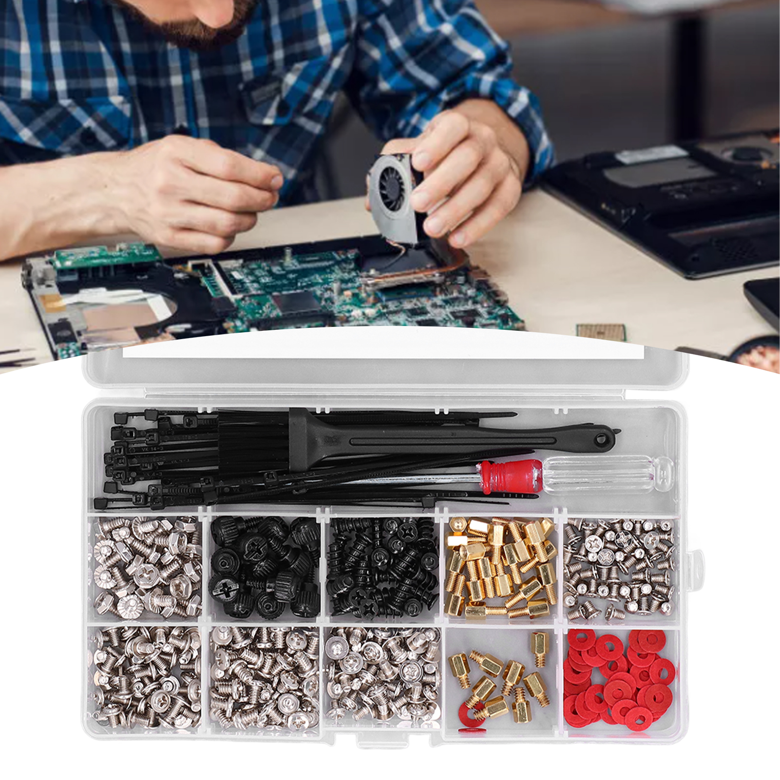 Computer-schraubensatz Mit Schraubendreher Und Bürste