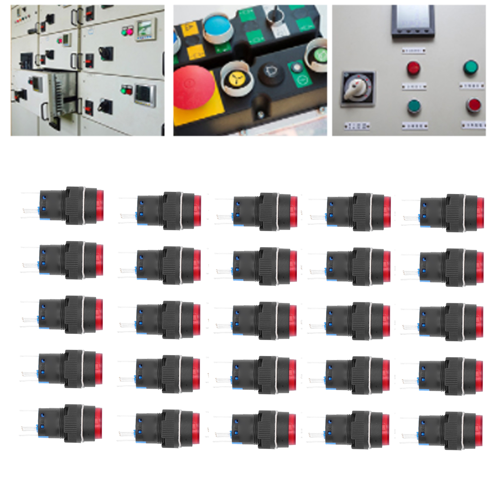Berm/bem-la16-11ds-y Miniatur-drucktaster, Rund, 16 Mm, Sofort Reagierend, Selbstverriegelnd, Mit Kontrollleuchte, 24 V, 25er-packung, Rot