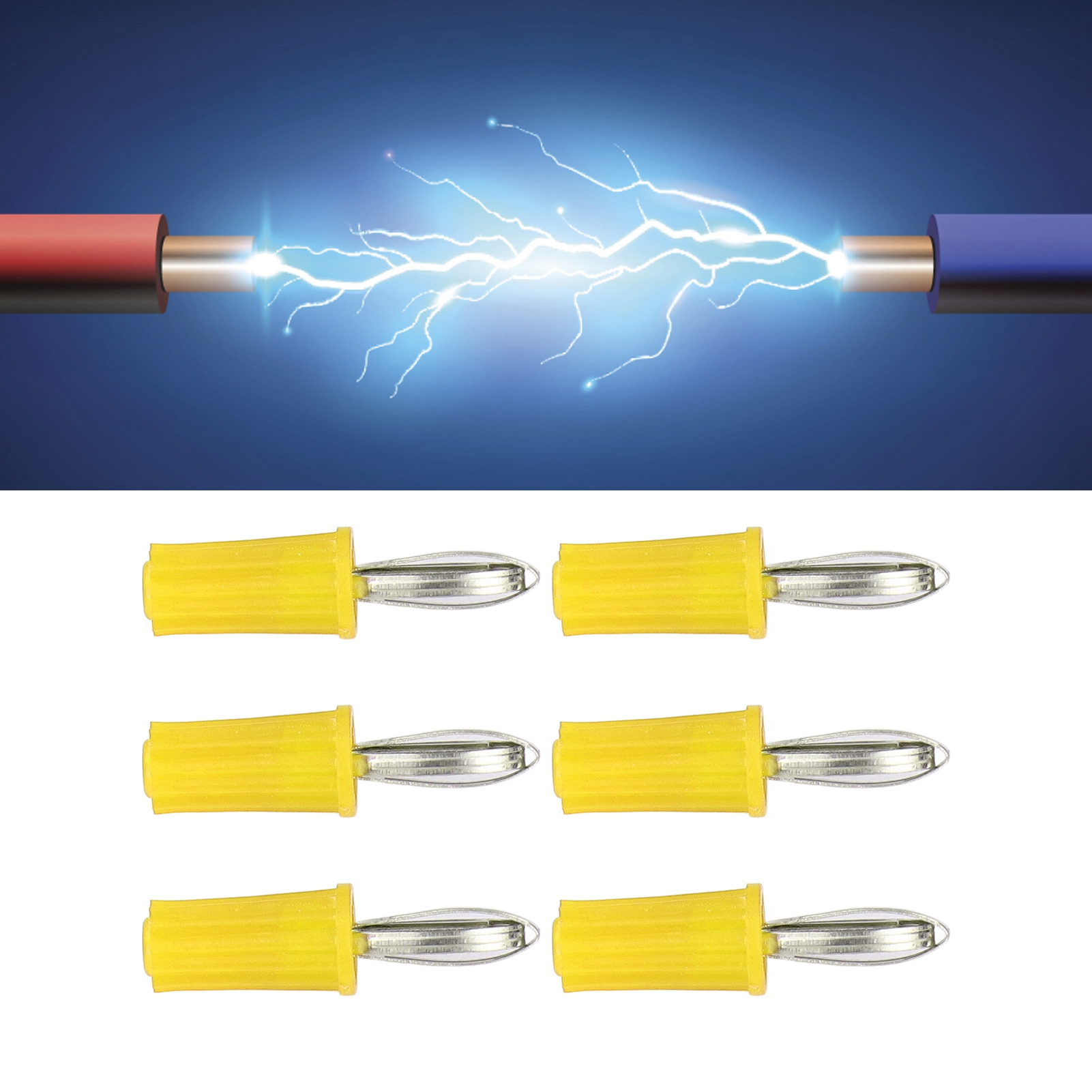Klassischer 4-mm-bananenstecker, Vernickeltes Messingende In Form Eines Geschweißten Kreuzes, Gelbes Zubehör Für Lehrmittel.