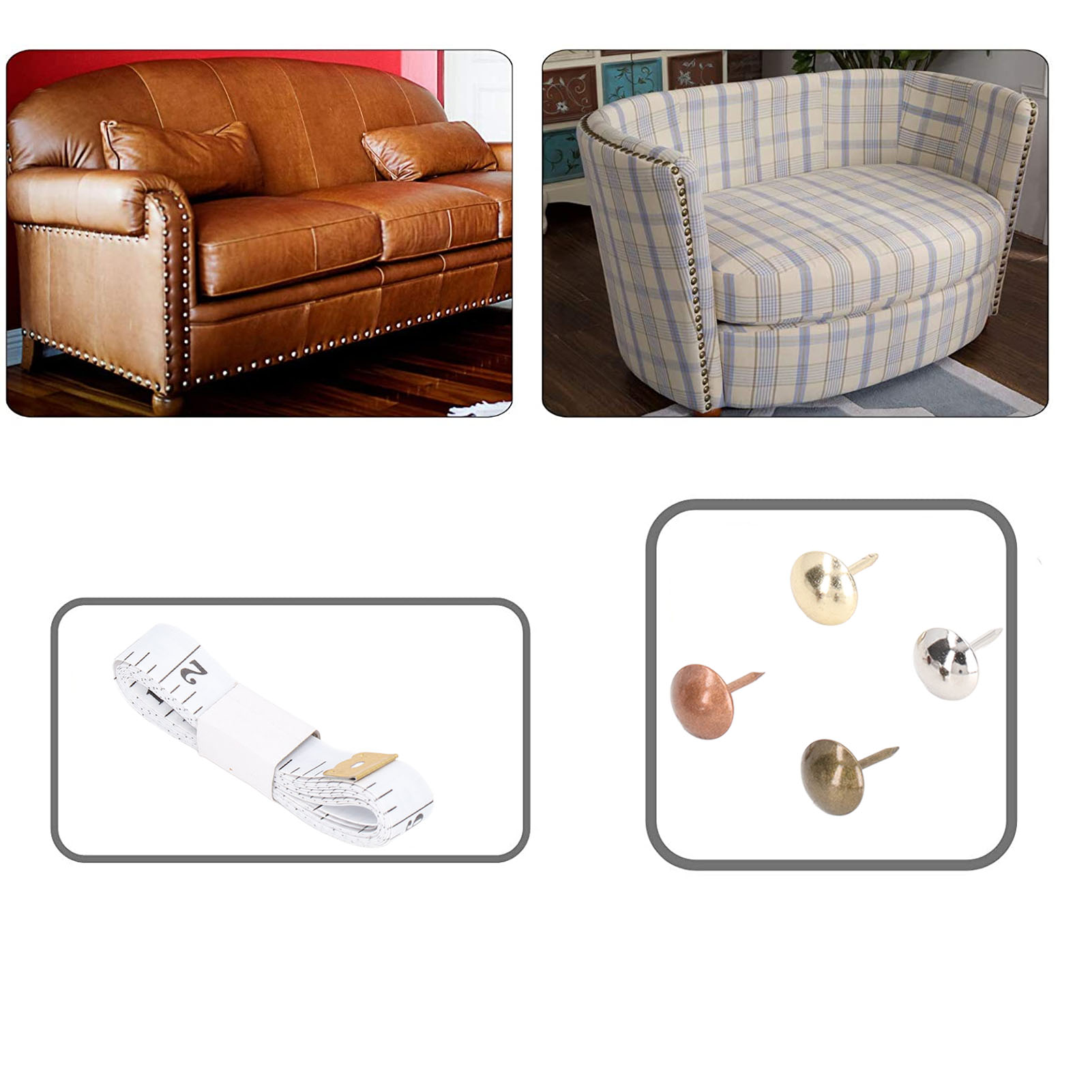 Set Mit 203 Ziernägeln, Ziernägel Für Den Innenbereich, Ziernägel Für Möbel Und Antiquitäten, Für Sofas, Bastelarbeiten, Dekorationsbilder, Mit Stofflineal Und Stoßdämpfenden Armlehnen, Standardausfüh