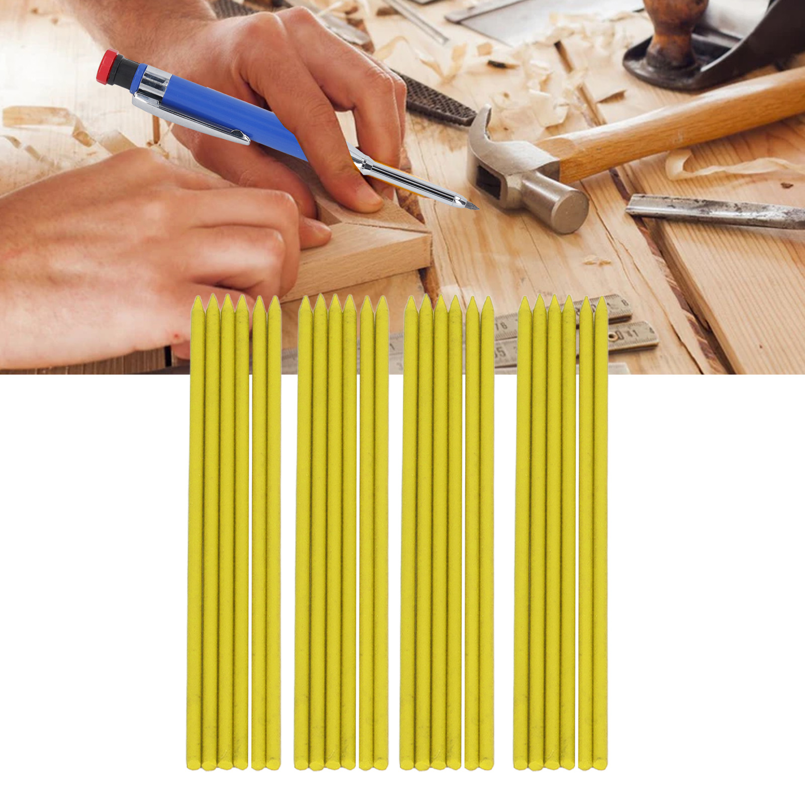 Packung Mit 24 Bleistiften, Hb 2,8 Mm Mine, Geeignet Für Tischlerarbeiten, Forschung, Langlebig Und Druckbleistifte, Holzbearbeitung, Gelb.