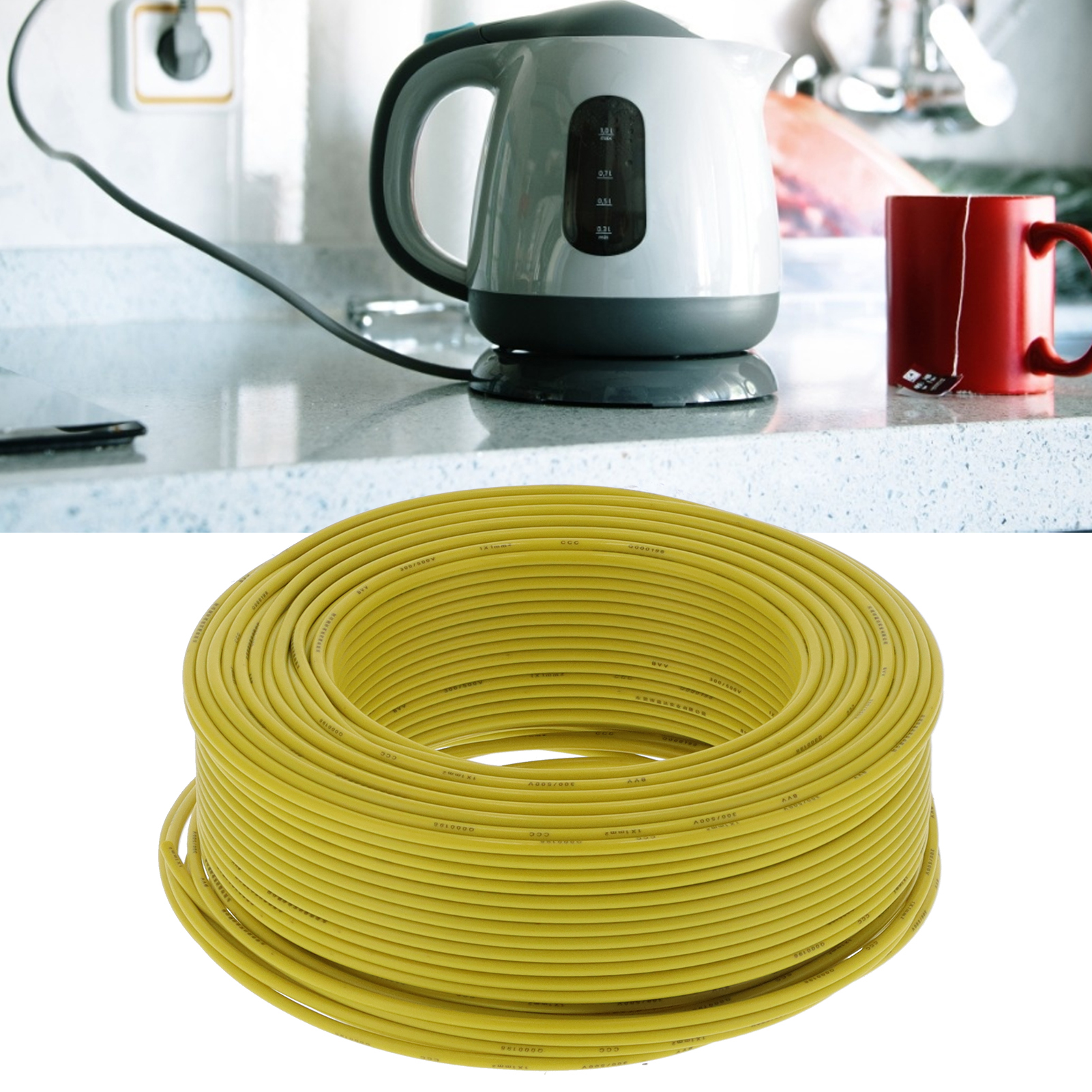 100 M Langes Rundkabel Bvv-11, 7-adrig, Isoliert Und Mit Gelbem Pvc Ummantelt, 300 V Wechselstrom