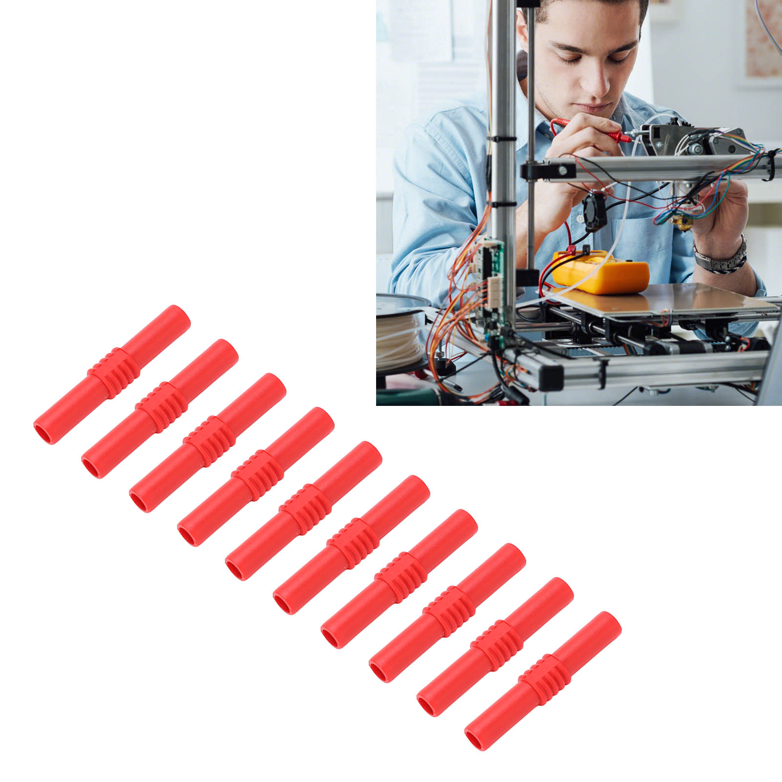 J.20009 4 Mm Bananenstecker-adapter (weiblich Auf Weiblich), Kurzschlussisolierte Bananenkupplung, Verkauft In 10er-packungen, Rot.