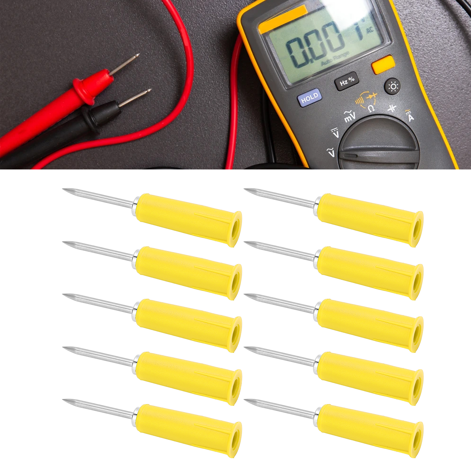 J.20014 Diy Bananenstecker 2mm Auf 4mm Stiftadapter, Multimeter-prüfspitzenstiftadapter, Verkauft In 10er-packs, Gelb.