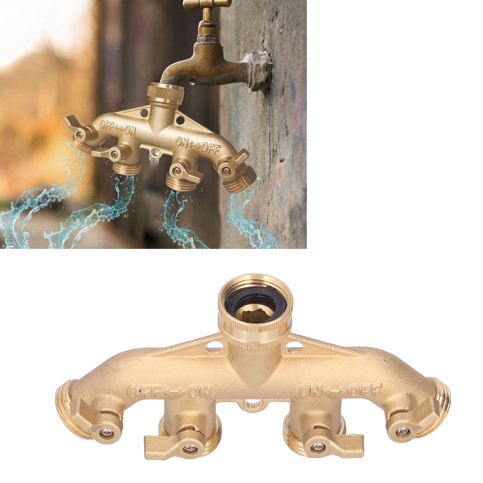 3/4" Messing-4-wege-kugelumlenkventil Mit Schlauchspender Und 4-wege-umlenkventil