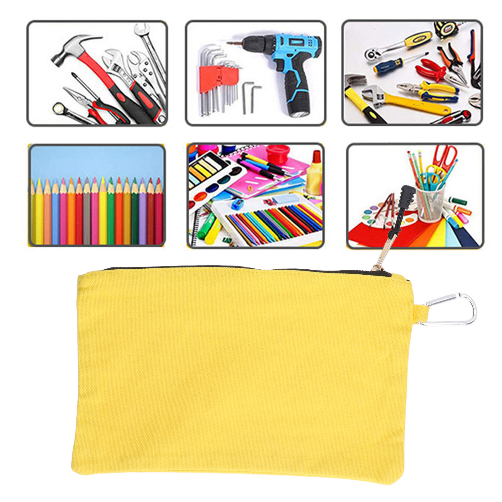 Multifunktionale Werkzeugtasche Aus Dickem Canvas Mit Metallreißverschluss, Gelb