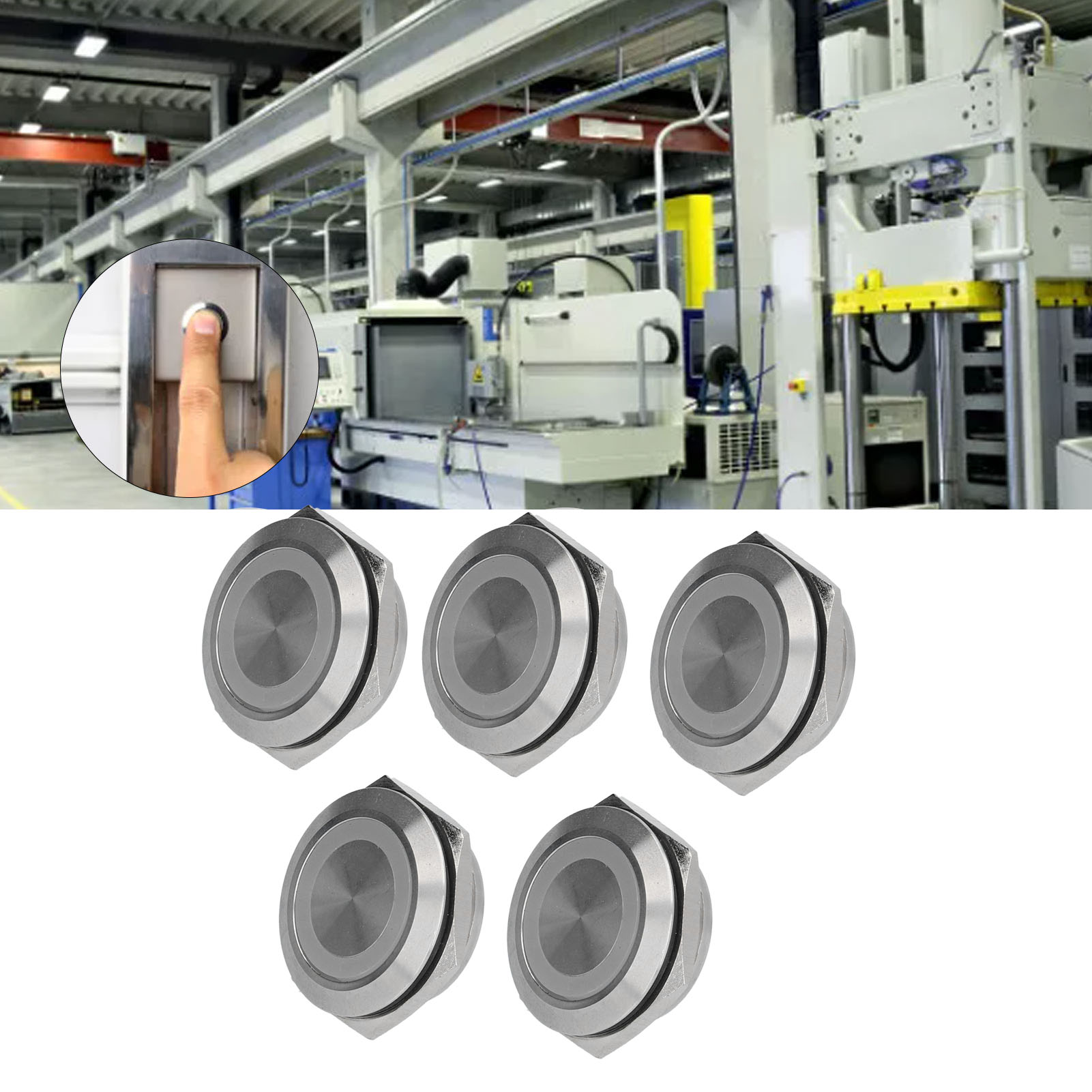 Verkauft In 5er-packs: 25 Mm Ultrakurze Metall-drucktaster Mit Led, Selbstrückstellend, Momentbetrieb, Ultradünn, Wasserdicht, Ac220v, Weiß.