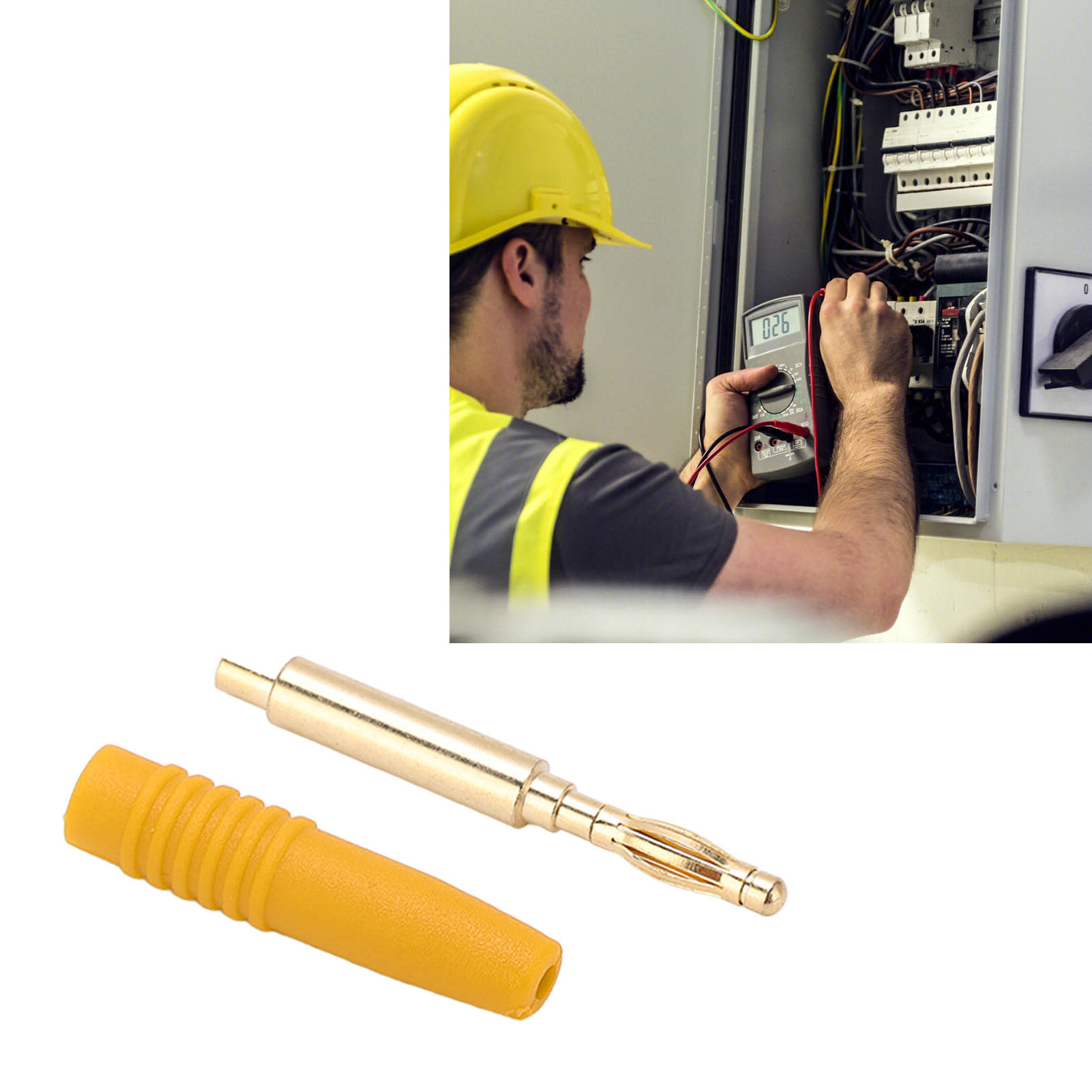 2,0-mm-bananenstecker, Vergoldete Stifte Aus Reinem Kupfer, Teststecker Aus Vollkupfer, Spritzgegossene Buchse, Gelbes Zubehör