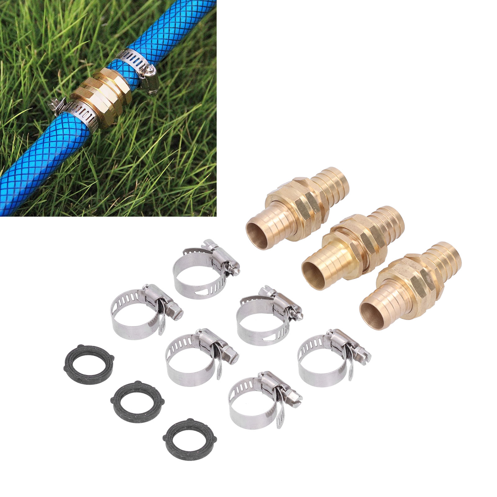Set Aus 3 Amerikanischen 3/4-zoll-schnellkupplungen Für Gartenschläuche, Inklusive Männlicher Und Weiblicher Anschlüsse.