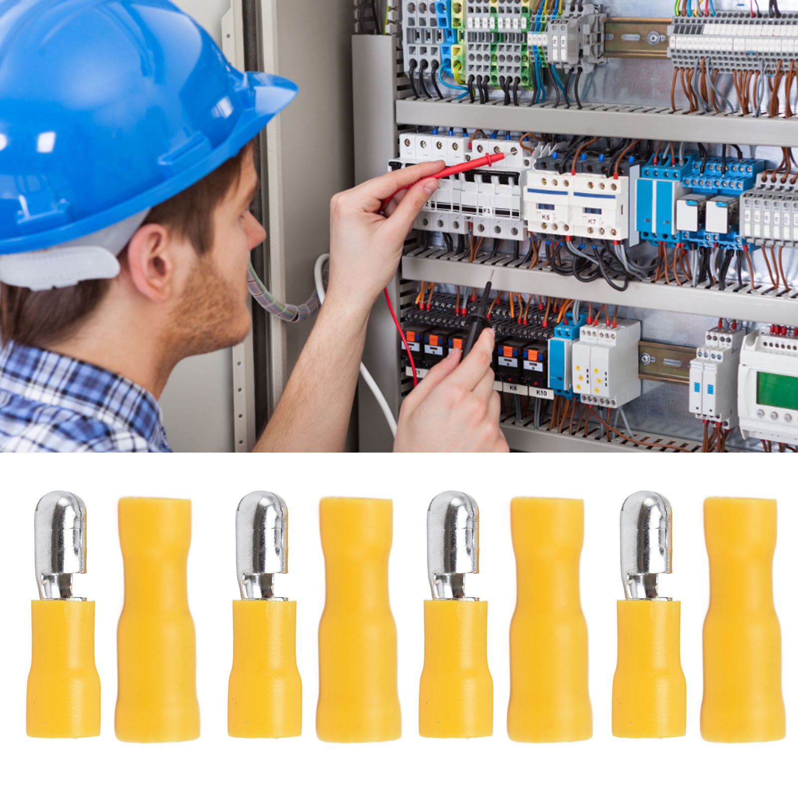 50 Stück Zu Verkaufen, Isolierte, Kugelförmige Schnellanschlussklemmen (männlich Und Weiblich), 12-10 Awg-querschnitt, Und Crimpverbinder-sets Für Frd5.5-195- Und Mpd5.5-195-drähte
