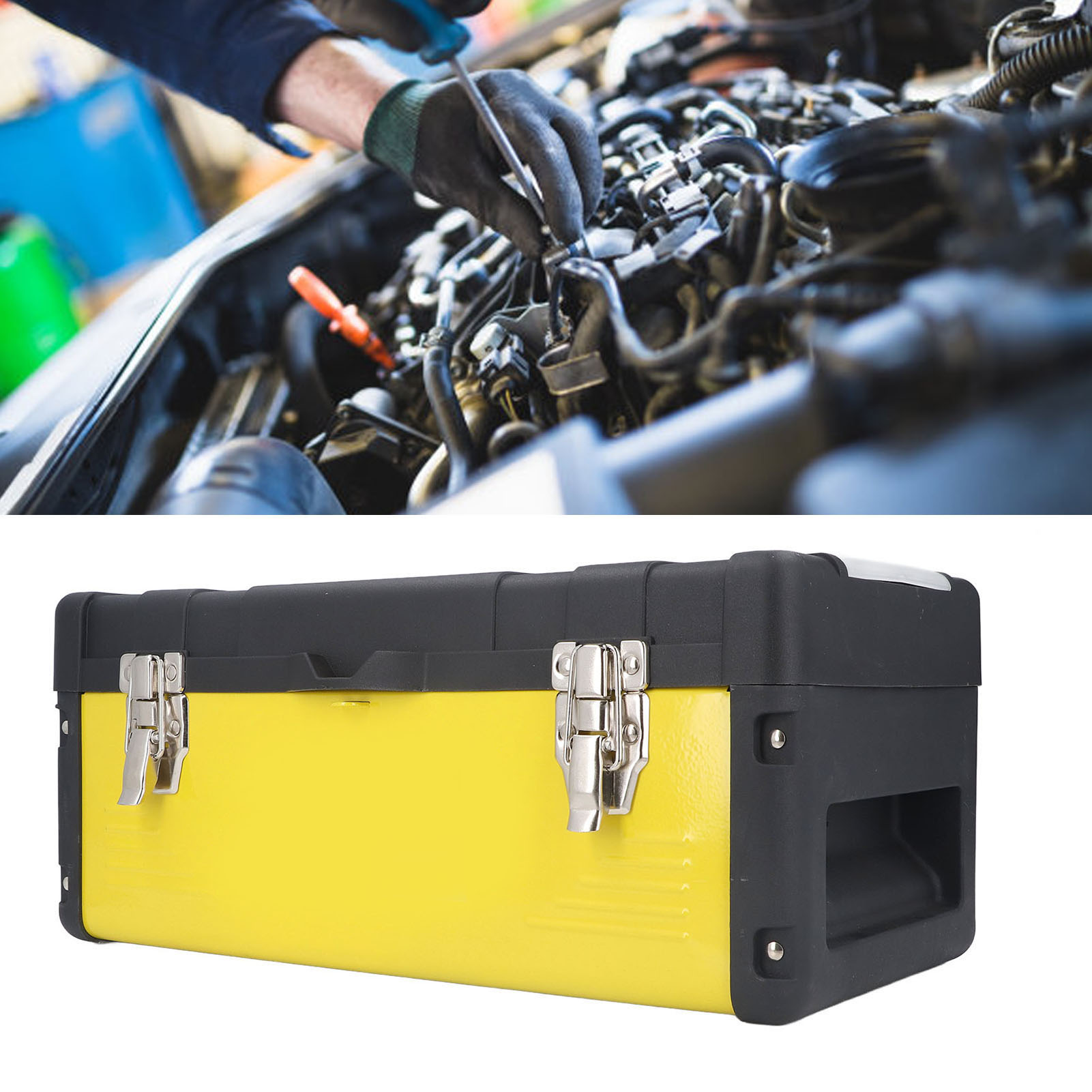 Sk-1159-15 Großer Tragbarer Werkzeugkasten, Elektrokasten Aus Kunststoff Und Eisen, Aufbewahrungsbox Für Reparaturwerkzeuge Aus Kunststoff, Aufbewahrungsbox Fürs Auto