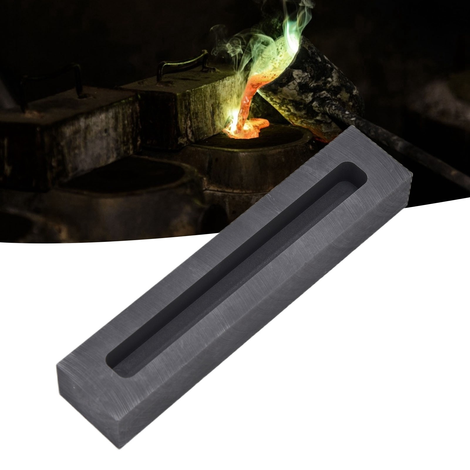 Metallbarren In Bandform Mit Graphitnut, Außenabmessungen 120×25×17 Mm, Innenabmessungen 100×10×10 Mm