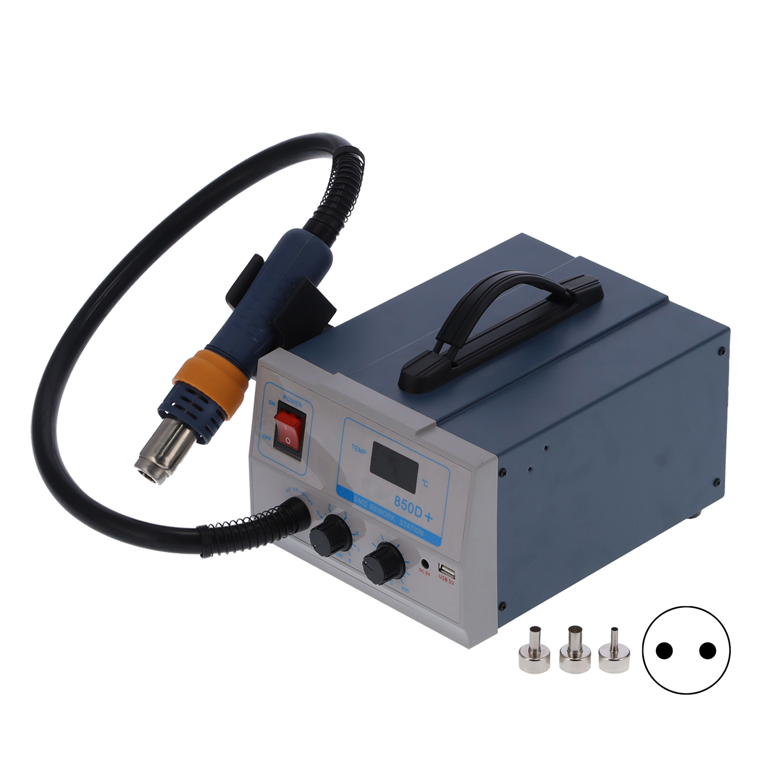 850d+ Multifunktionale Heißluft-entlötstation Mit Digitalanzeige Und Konstanter Temperatur (europäischer Stecker 220v Ac).