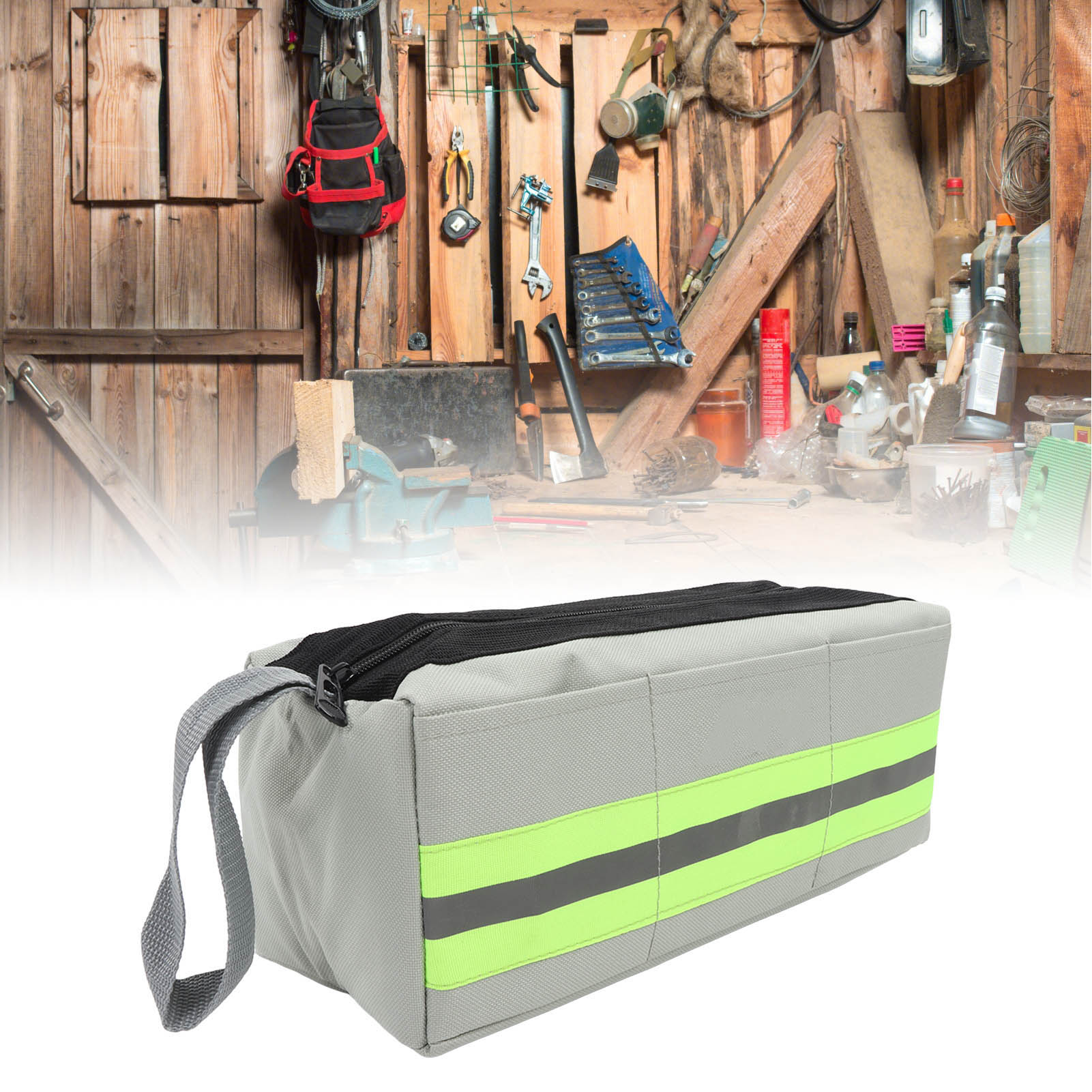 Werkzeugtasche Für Elektrische Geräte Mit Reflektorstreifen, Doppellagige, Dicke Werkzeugtasche Aus Oxford-gewebe, 32,5 X 12 X 12 Cm, Werkzeugaufbewahrungstasche Für Den Außenbereich.