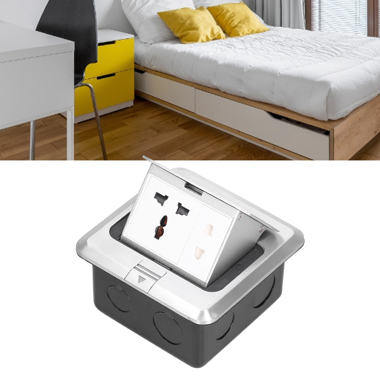 Versenkbare, Ungedämpfte Boden-/tischsteckdose J02 Aus Aluminiumlegierung, 250 V, 13 A, Multifunktional Mit Drei + Zwei Löchern