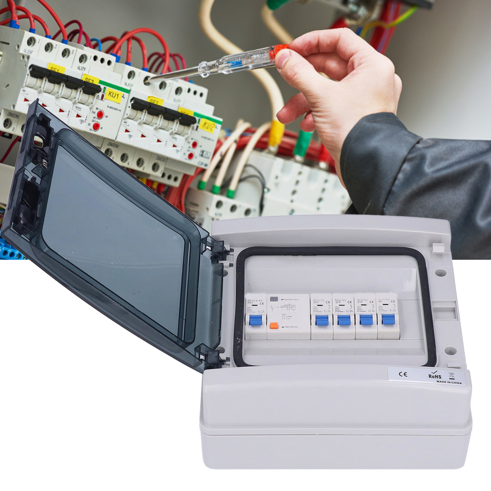 4-fach Wasserdichter 230v-verteilerkasten Nach Europäischem Standard (4 Leitungsschutzschalter + Fehlerstromschutzschalter)