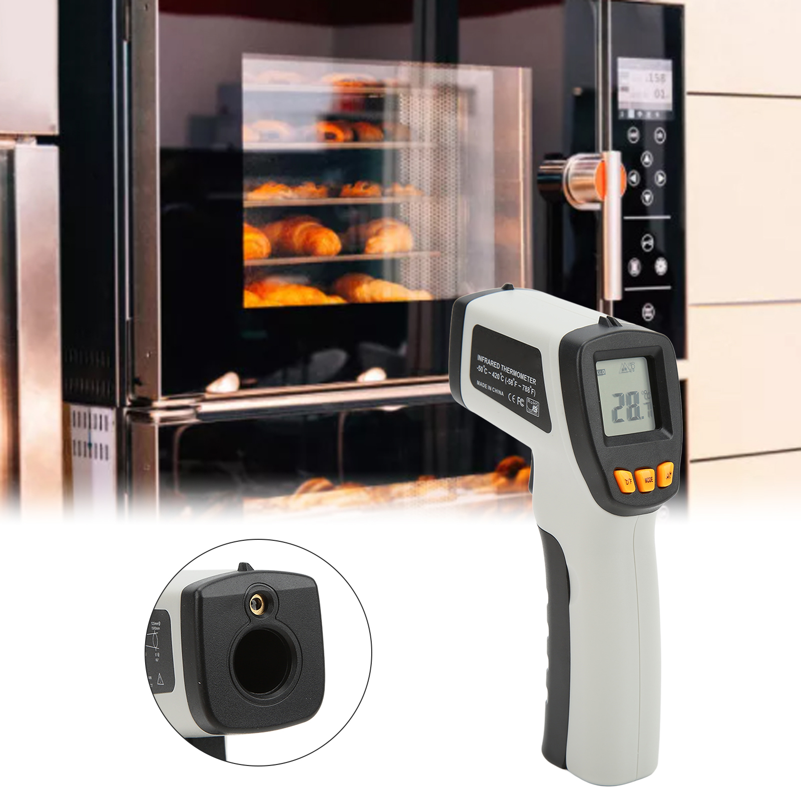 Xrclif-420e Hochpräzises Tragbares Infrarot-thermometer, Berührungsloses Hochtemperatur-thermometer, Infrarot-temperaturmessgerät