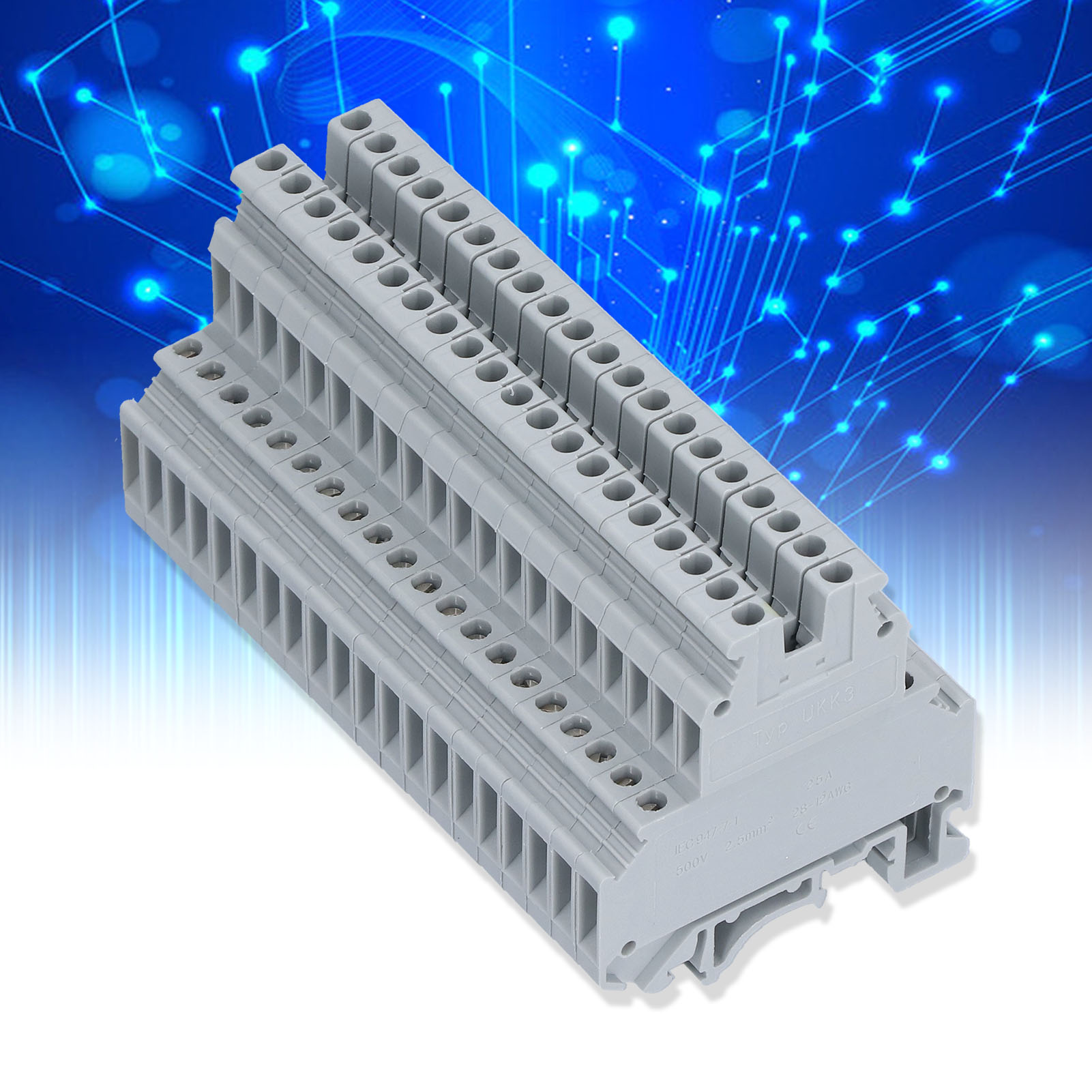 Berm Ukk-3 Doppellagen-klemmenblock, Zwei Eingänge, Zwei Ausgänge, Din-schienenmontage, Reinkupfer, 32 A/500 V