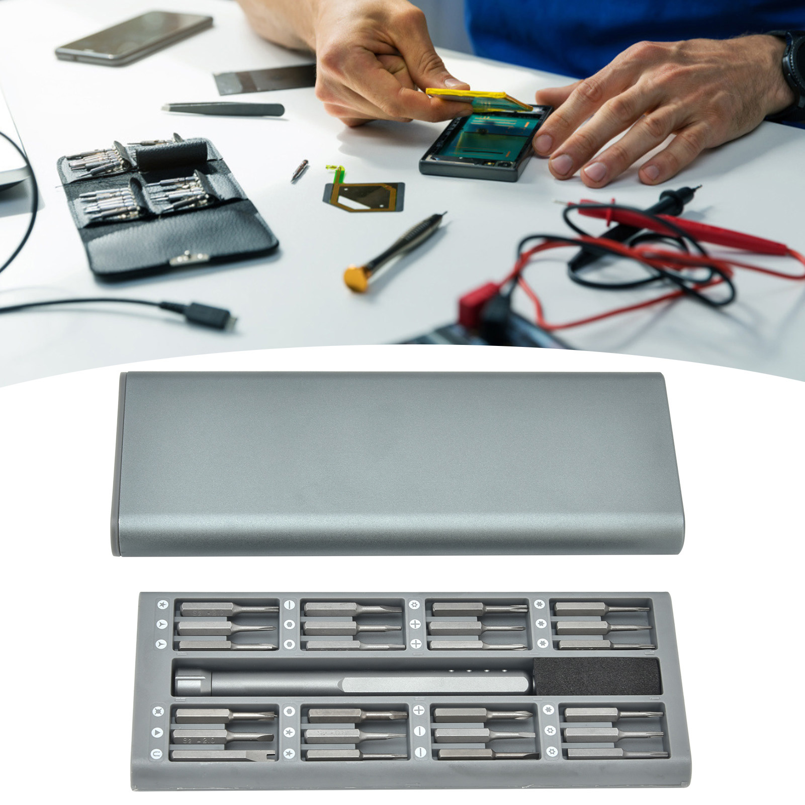 Jm-8168 25-in-1 Tragbares Reparaturset, Präzisionsschraubendreher-set, Magnetische Schraubendreher-werkzeugtasche.