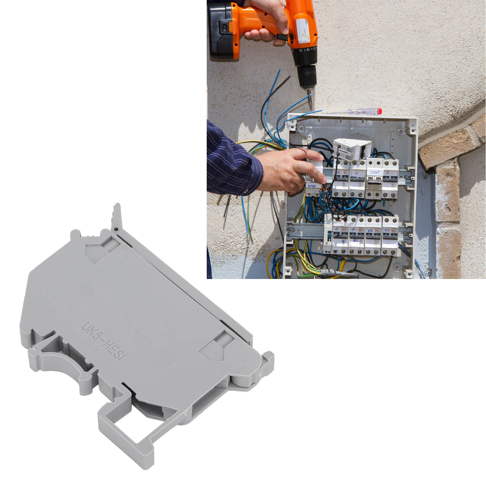Berm Uk5-hesi 4 Mm² Feuerfester Klemmenblock Mit Beleuchteter Sicherung, 6,3 A/800 V Schienen-klemmenblock