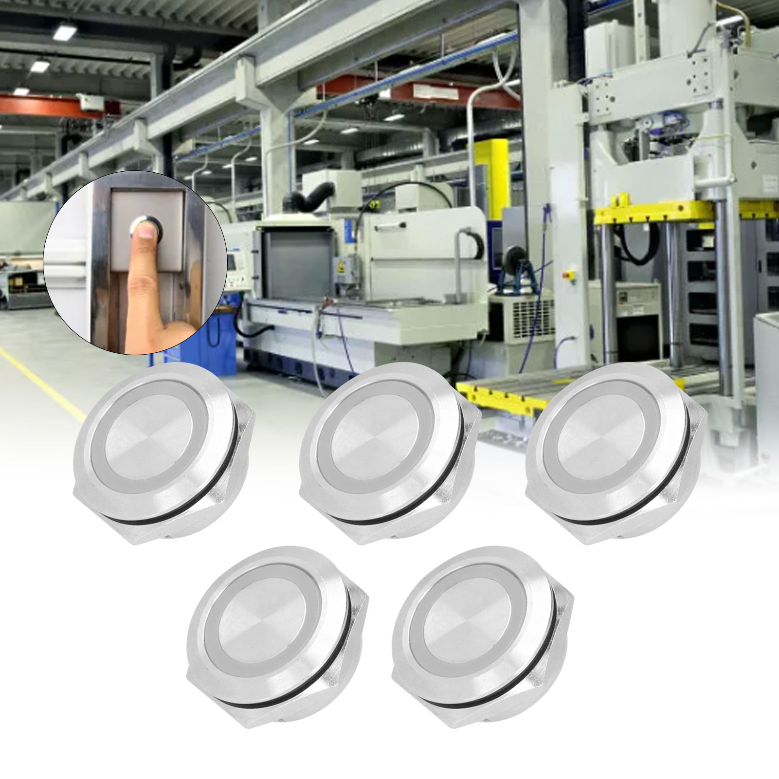 Verkauft In 5er-packs: 22 Mm Ultrakurze Metall-drucktaster Mit Led, Selbstrückstellend, Momentbetrieb, Ultradünn, Wasserdicht, Ac220v, Weiß.
