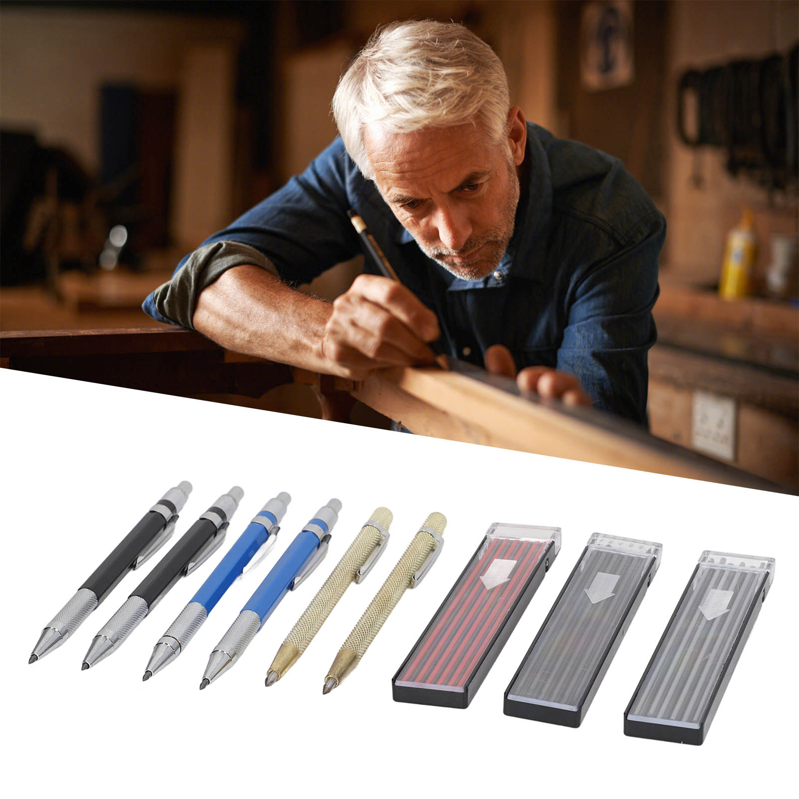 Zimmermannsbleistift-set 2,0 Mm – Hartmetallminen Und Markierwerkzeuge Für Künstlerisches Zeichnen, Schreiben, Skizzieren Und Bauarbeiten