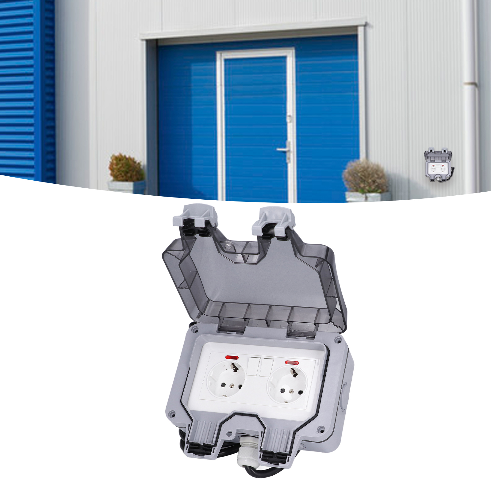 3 M Langes, Wasserdichtes Ip66-verlängerungskabel Für Europäische Doppel-außensteckdose Mit Schalter Und Abdeckung, 250 V, 16 A
