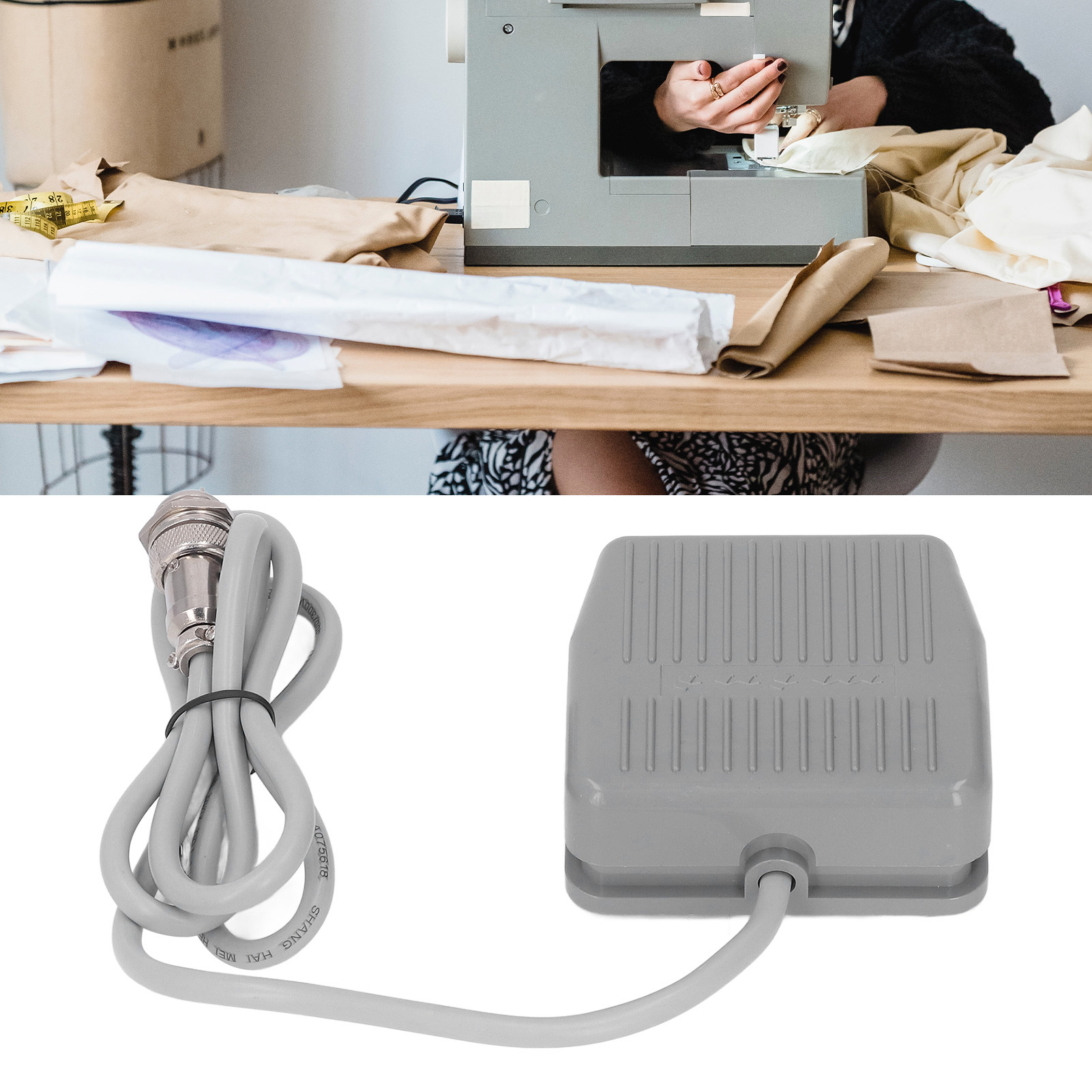 Berm/belme Tfs-201-1m-2l Fußschalter, 1 M Langes Kabel Mit Zweipoligem Luftfahrtstecker.