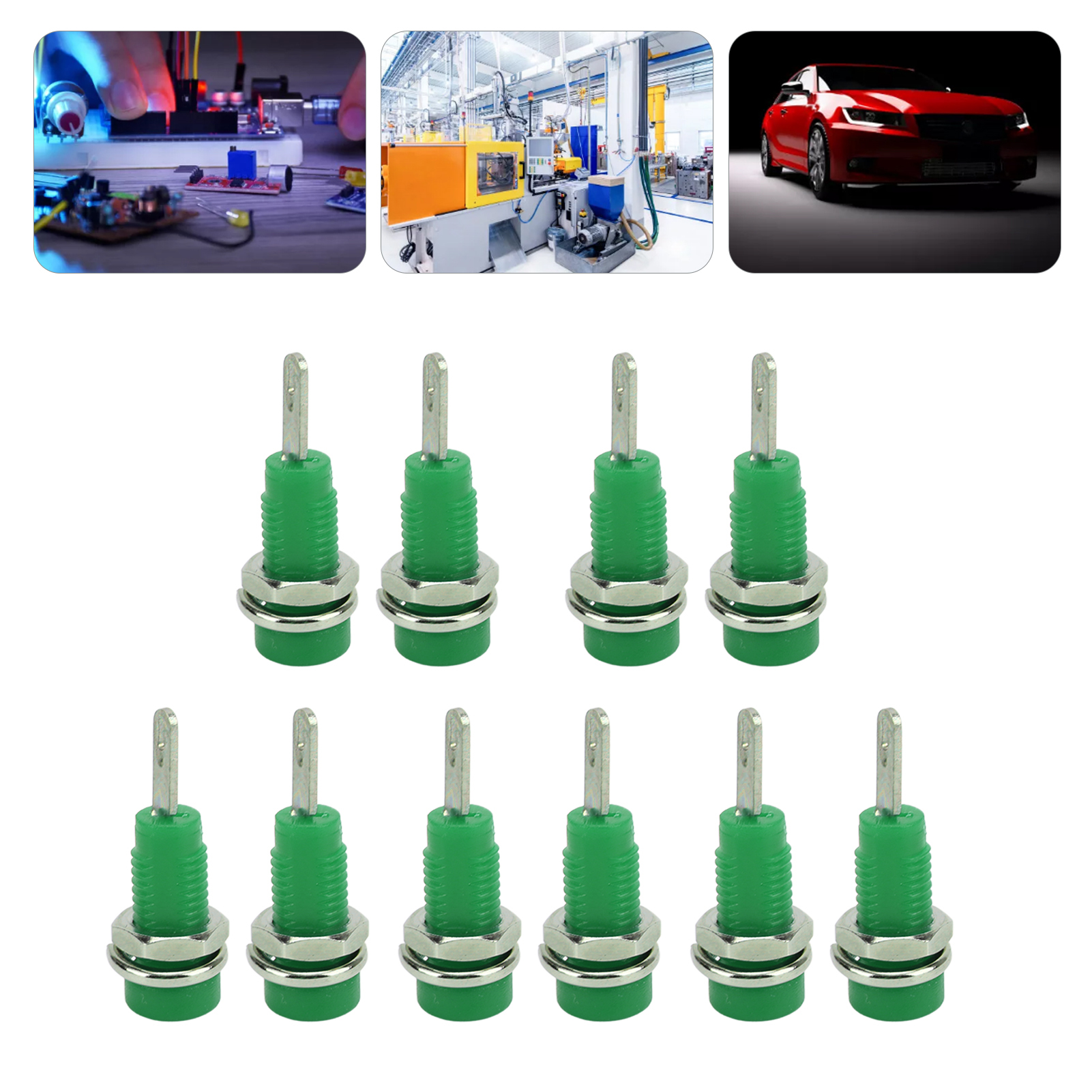 J.40003 2 Mm Bananenstecker Mit Innenliegender Federklemme, 2 Mm Einbaustecker, Verkauft In 10er-packungen (grün).