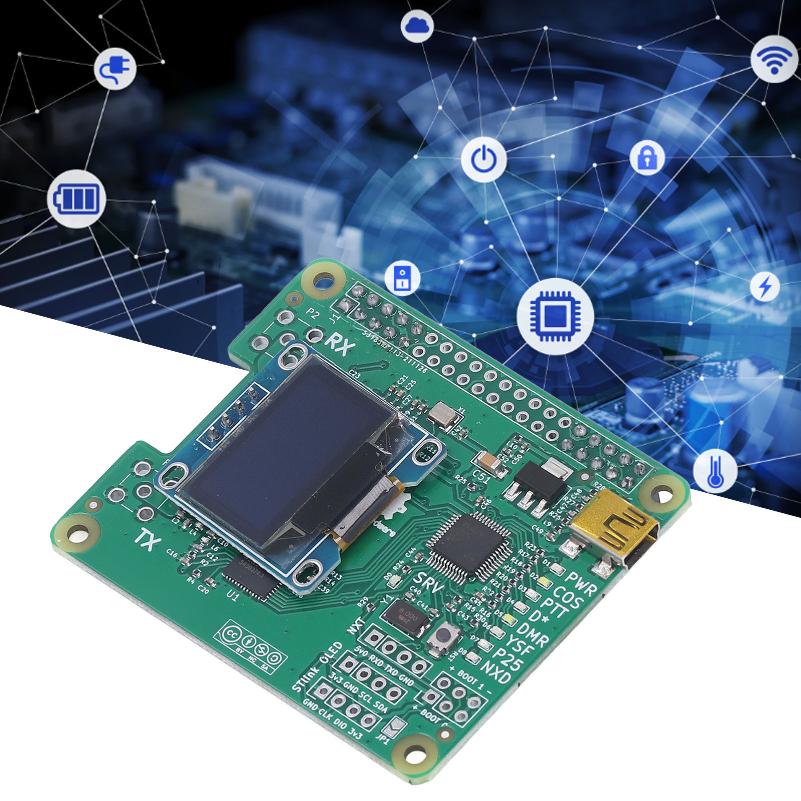 Mmdvm Hs Dual-kondensator-vollduplex-hotspot-modul + Oled-bildschirm + Uhf-antenne, Kompatibel Mit P25/dmr/ysf/nxdn