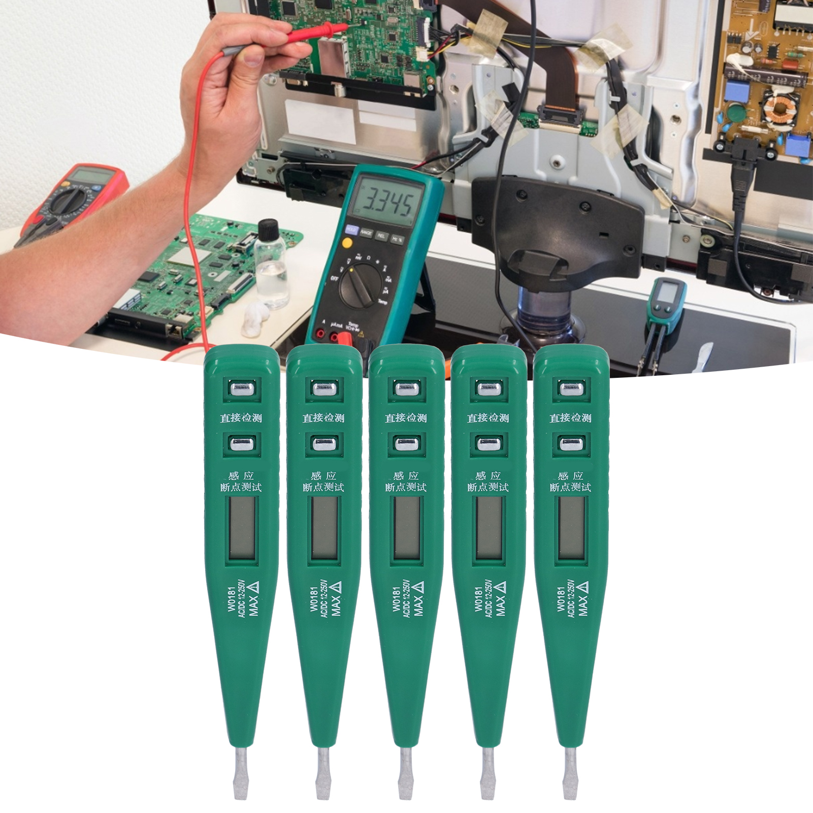 Digitaler Spannungsprüferstift (12–250 V, Dc/ac), Ohne Kontrollleuchte