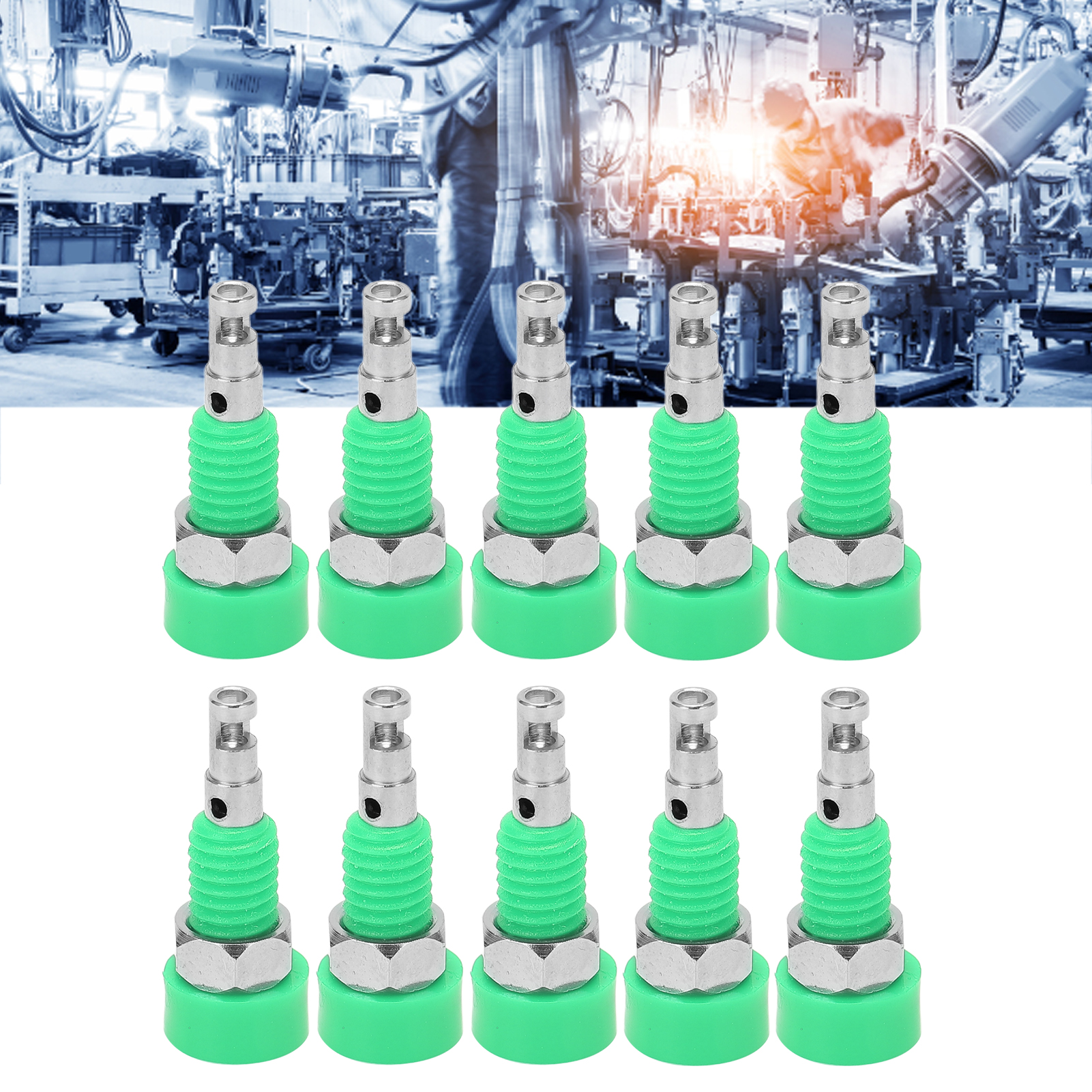 J.40002 Vergoldeter 2-mm-bananenstecker Aus Reinem Kupfer, Pfeifklemmenblock, Kleine Baugröße, 10er-packung, Farbe: Grün
