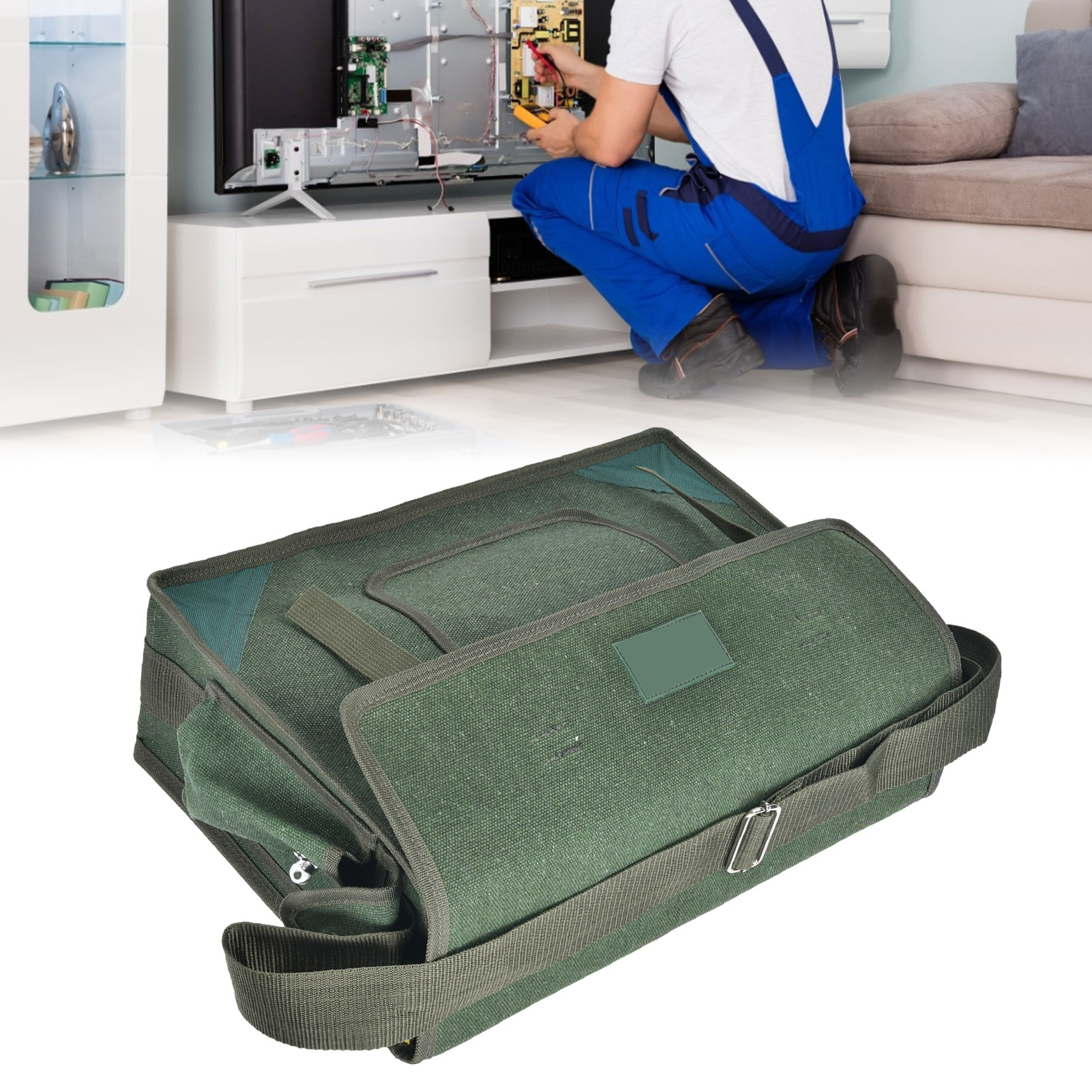 Multifunktionale Werkzeugtasche Aus Dickem, Strapazierfähigem Canvas, Für Elektriker/zimmermann Und Reparaturarbeiten.